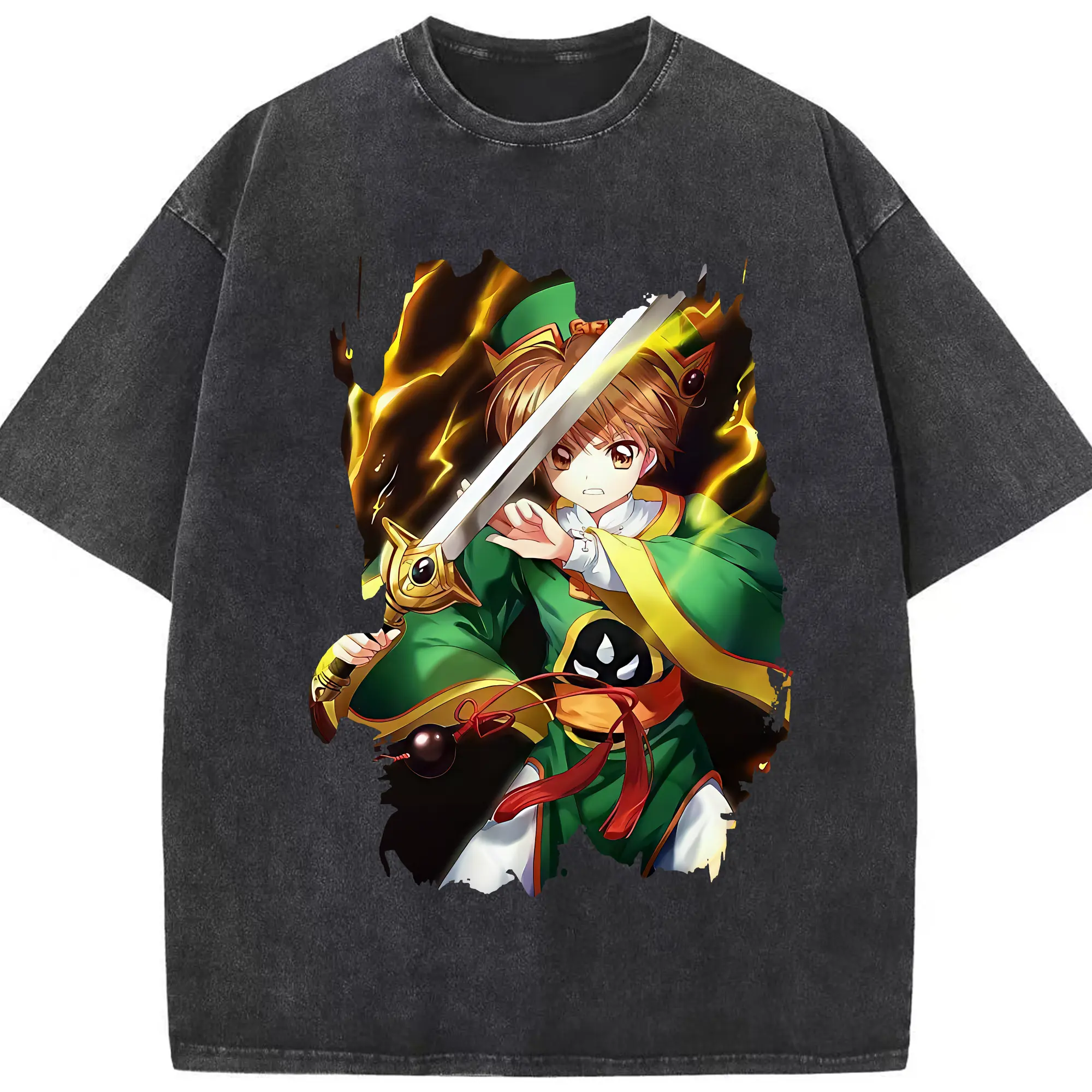 カードキャプターさくら グッズ,李小狼 - 綿100％ ヴィンテージ風 半袖Tシャツ ・ フロントプリント ・ 柔らか肌触り ・ 通気性 快適 ・ スポーツ カジュアル 外出用