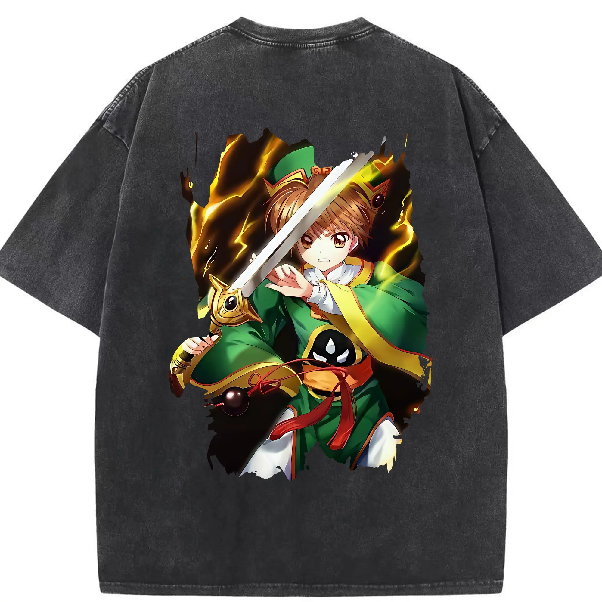 カードキャプターさくら グッズ,李小狼 - 綿100％ ヴィンテージ風 半袖Tシャツ ・ 背面プリント ・ 柔らか肌触り ・ 通気性 快適 ・ スポーツ カジュアル 外出用