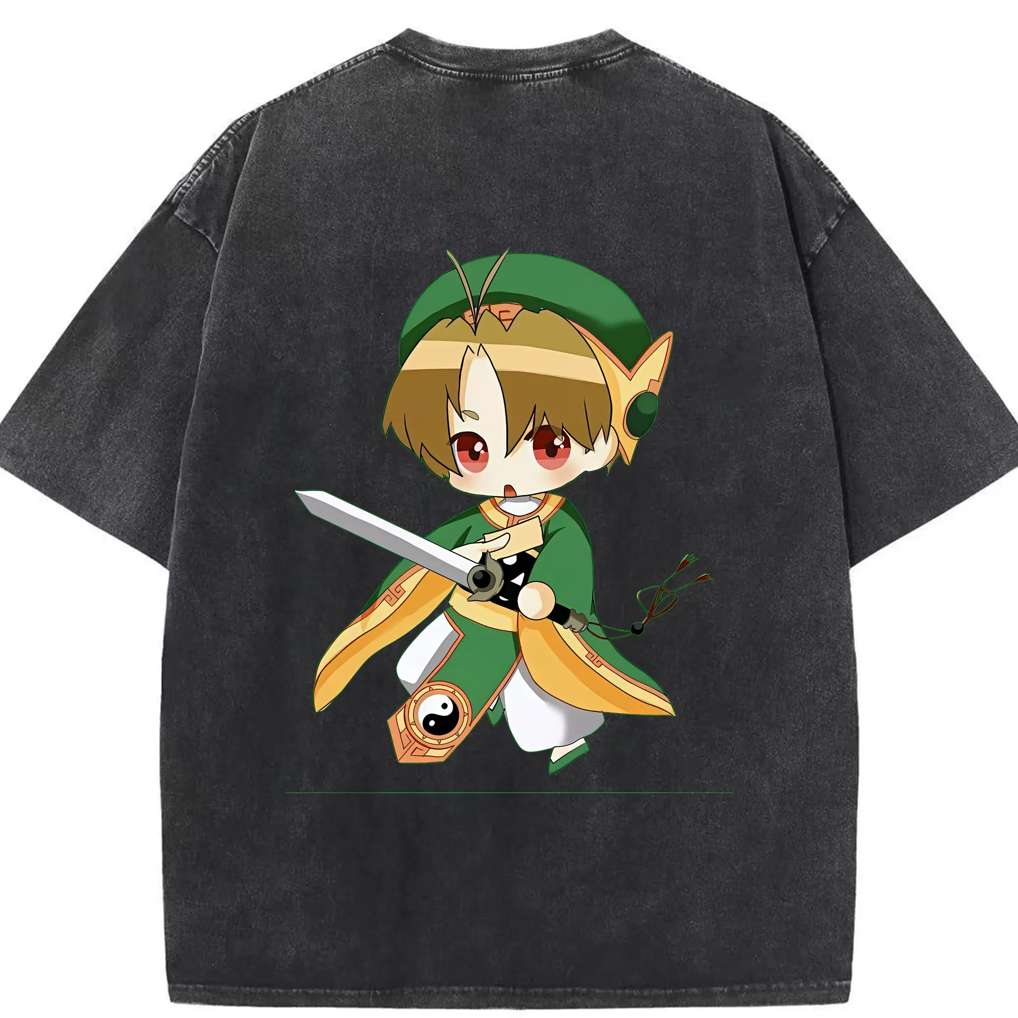 カードキャプターさくら グッズ,李小狼 - 綿100％ ヴィンテージ風 半袖Tシャツ ・ 背面プリント ・ 柔らか肌触り ・ 通気性 快適 ・ スポーツ カジュアル 外出用