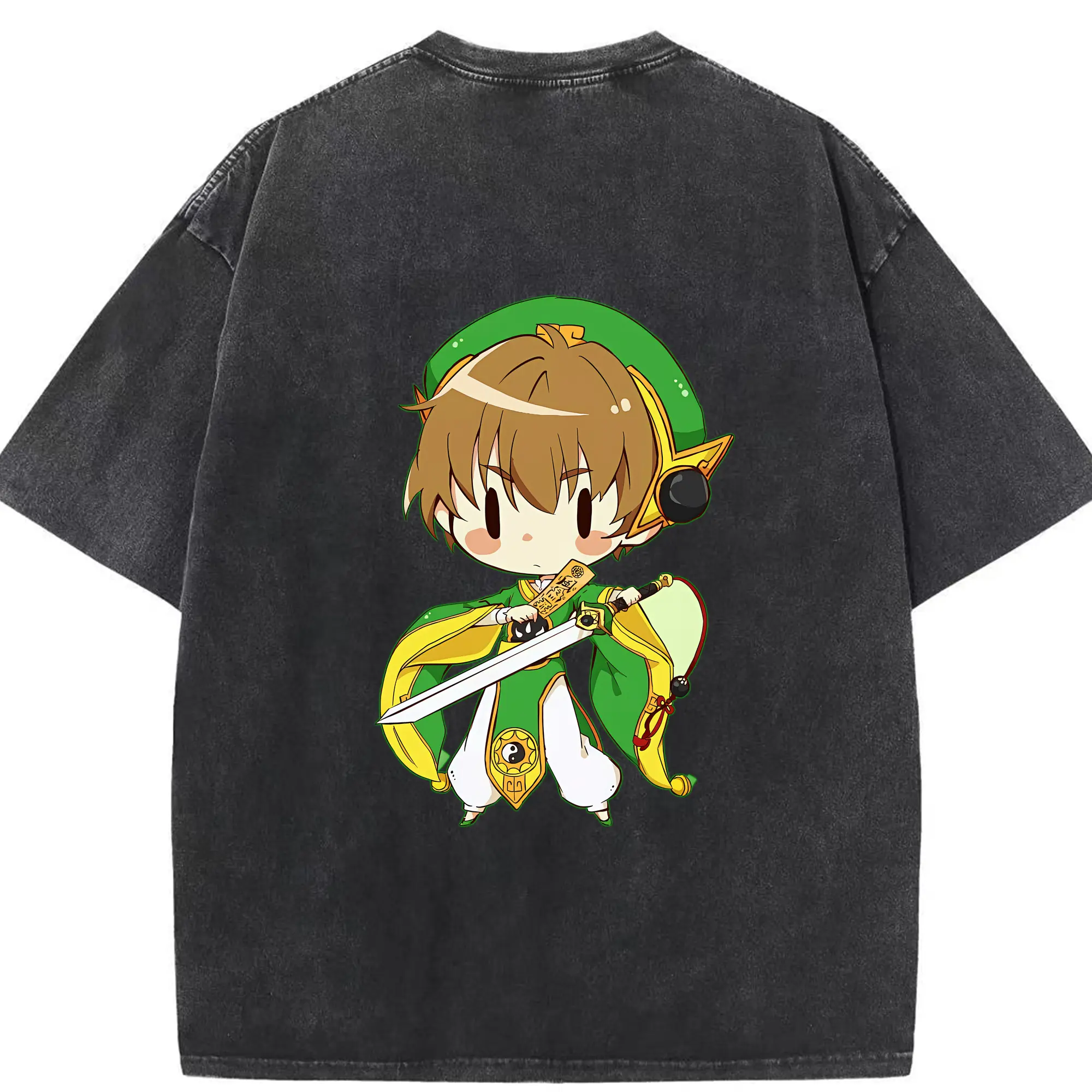 カードキャプターさくら グッズ,李小狼 - 綿100％ ヴィンテージ風 半袖Tシャツ ・ 背面プリント ・ 柔らか肌触り ・ 通気性 快適 ・ スポーツ カジュアル 外出用