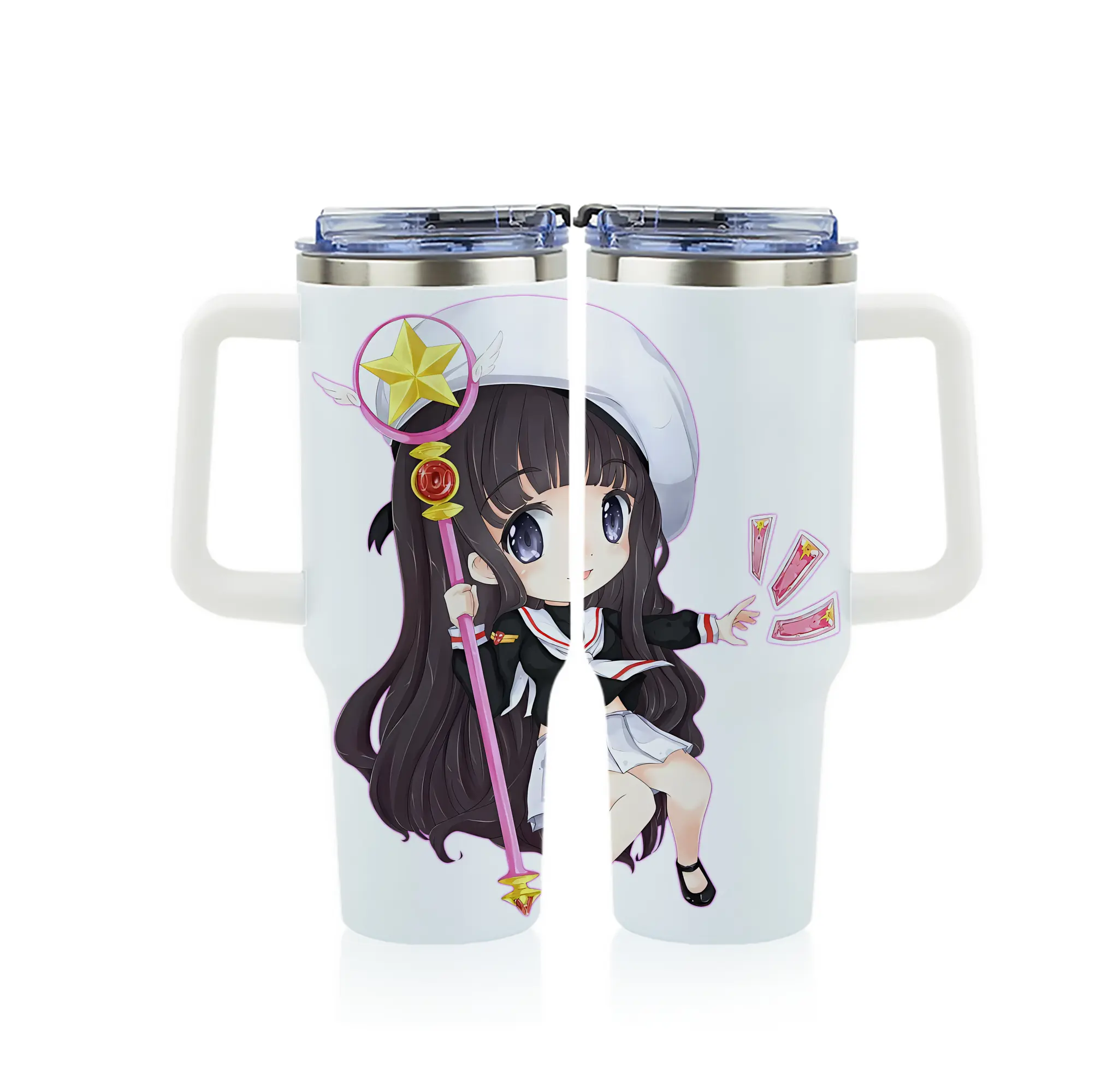 カードキャプターさくら グッズ,大道寺知世 - 1200mL フルプリント車用タンブラー ・ 304ステンレス 内側 ・ 201ステンレス 外側 ・ 保温 保冷 ・ 通勤 ドライブ アウトドア用