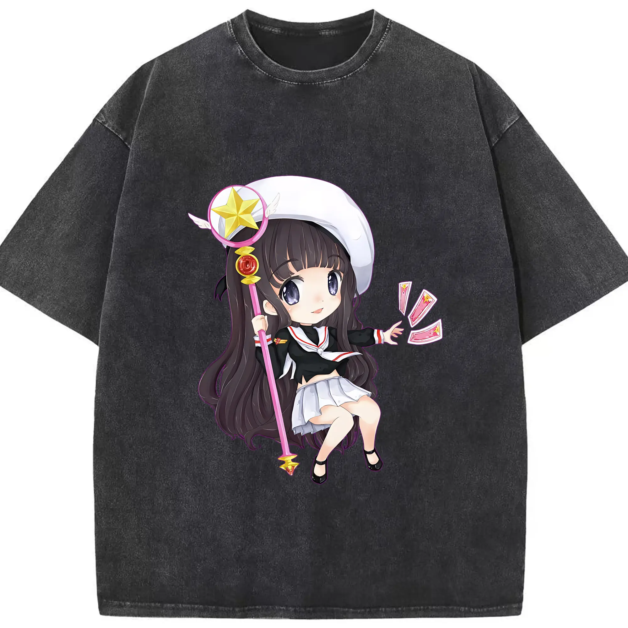 カードキャプターさくら グッズ,大道寺知世 - 綿100％ ヴィンテージ風 半袖Tシャツ ・ フロントプリント ・ 柔らか肌触り ・ 通気性 快適 ・ スポーツ カジュアル 外出用