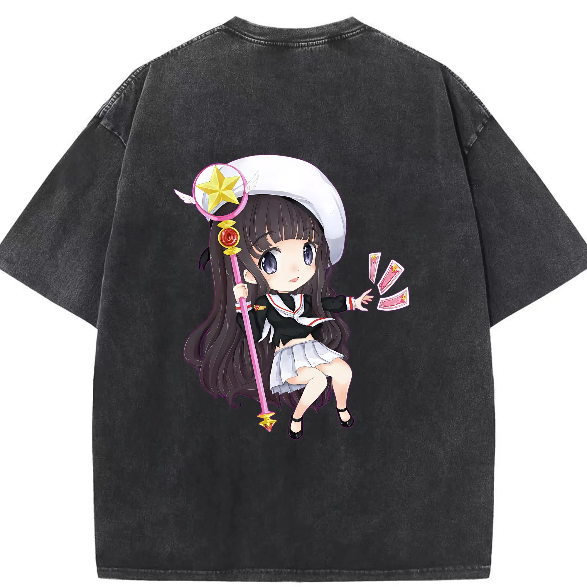 カードキャプターさくら グッズ,大道寺知世 - 綿100％ ヴィンテージ風 半袖Tシャツ ・ 背面プリント ・ 柔らか肌触り ・ 通気性 快適 ・ スポーツ カジュアル 外出用