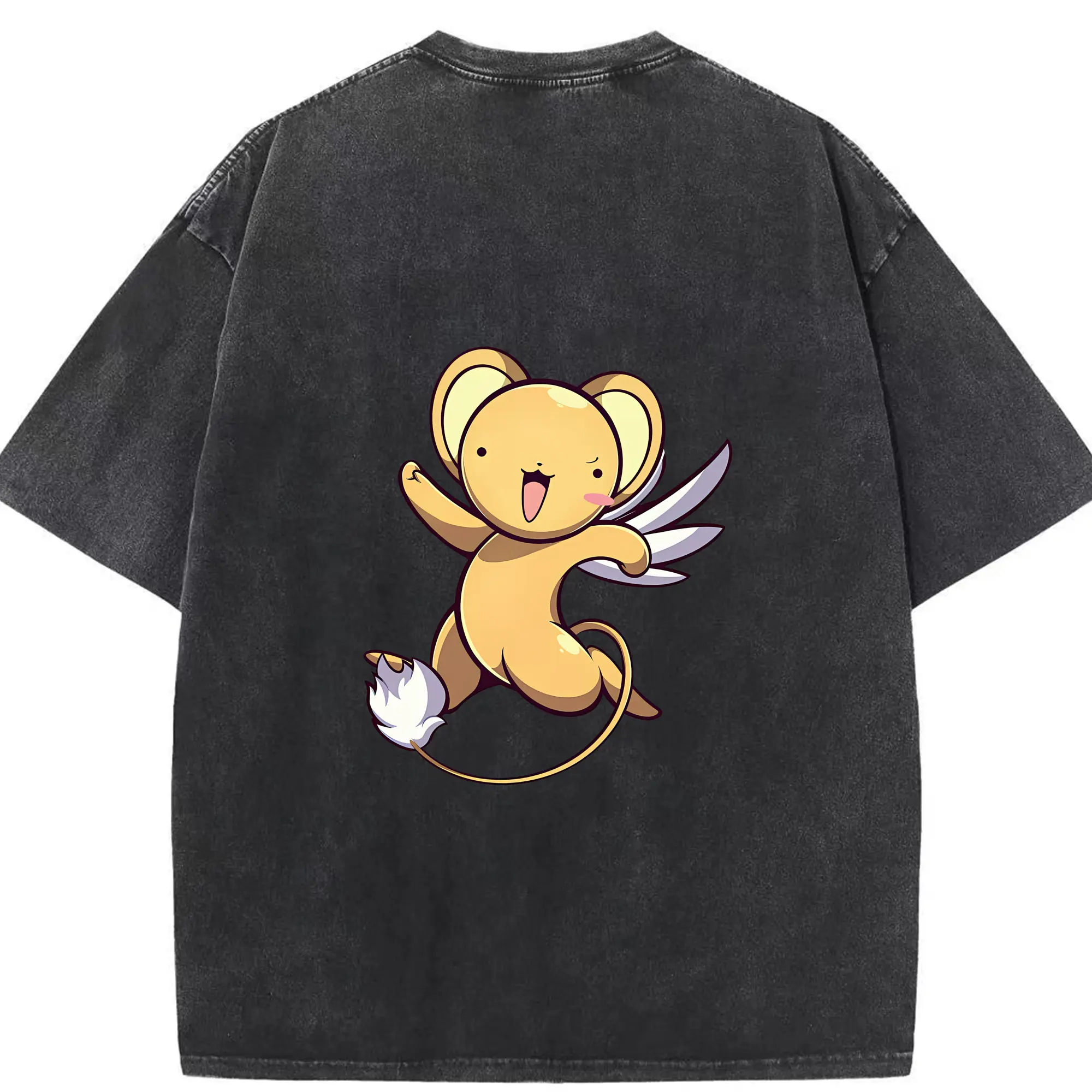 カードキャプターさくら グッズ,ケルベロス - 綿100％ ヴィンテージ風 半袖Tシャツ ・ 背面プリント ・ 柔らか肌触り ・ 通気性 快適 ・ スポーツ カジュアル 外出用