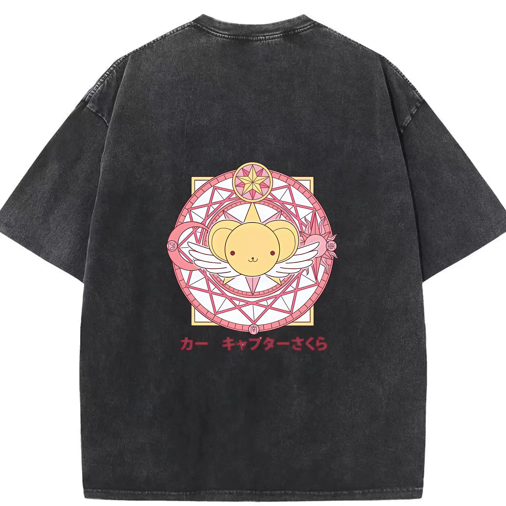 カードキャプターさくら グッズ,ケルベロス - 綿100％ ヴィンテージ風 半袖Tシャツ ・ 背面プリント ・ 柔らか肌触り ・ 通気性 快適 ・ スポーツ カジュアル 外出用