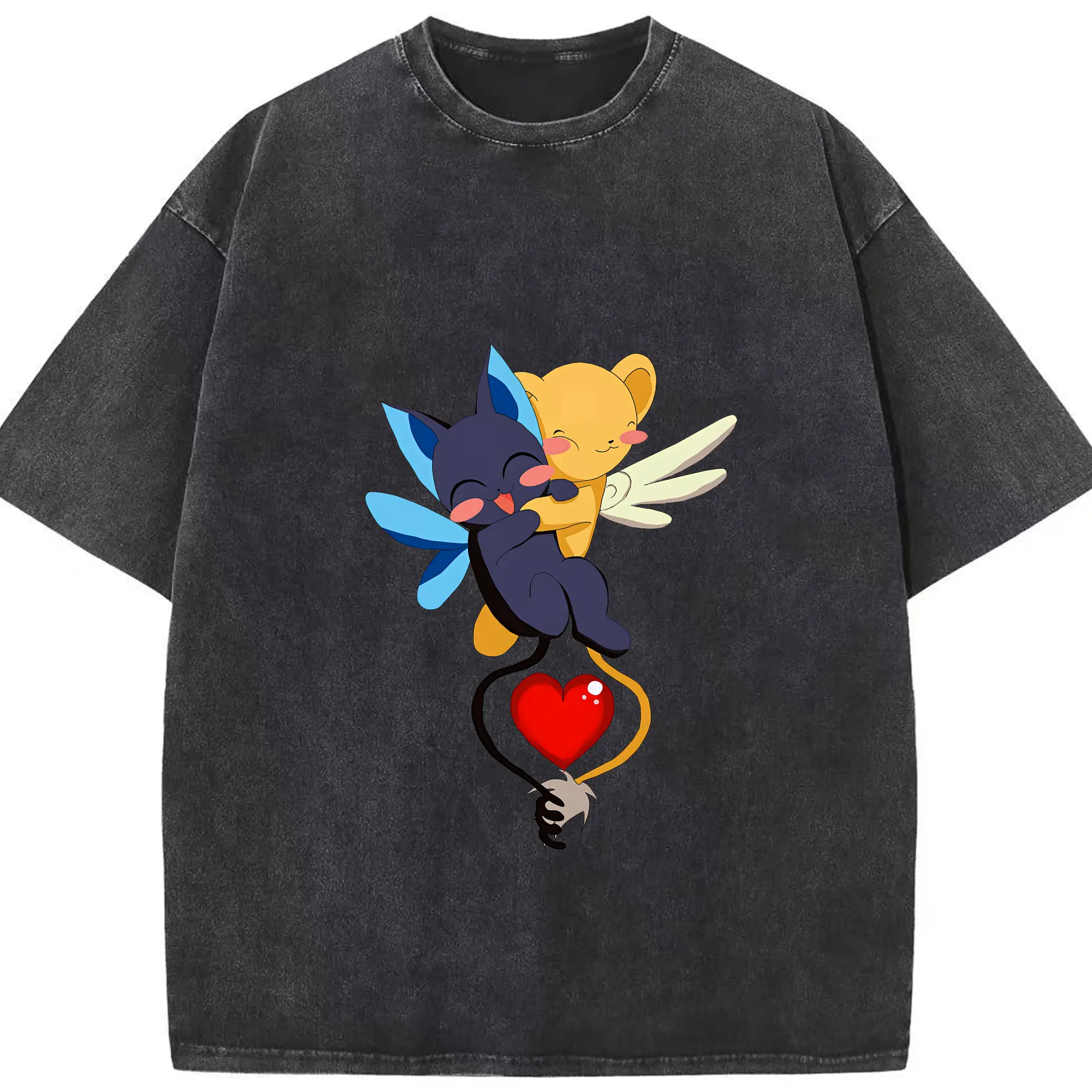 カードキャプターさくら グッズ,スピネル・サン - 綿100％ ヴィンテージ風 半袖Tシャツ ・ フロントプリント ・ 柔らか肌触り ・ 通気性 快適 ・ スポーツ カジュアル 外出用