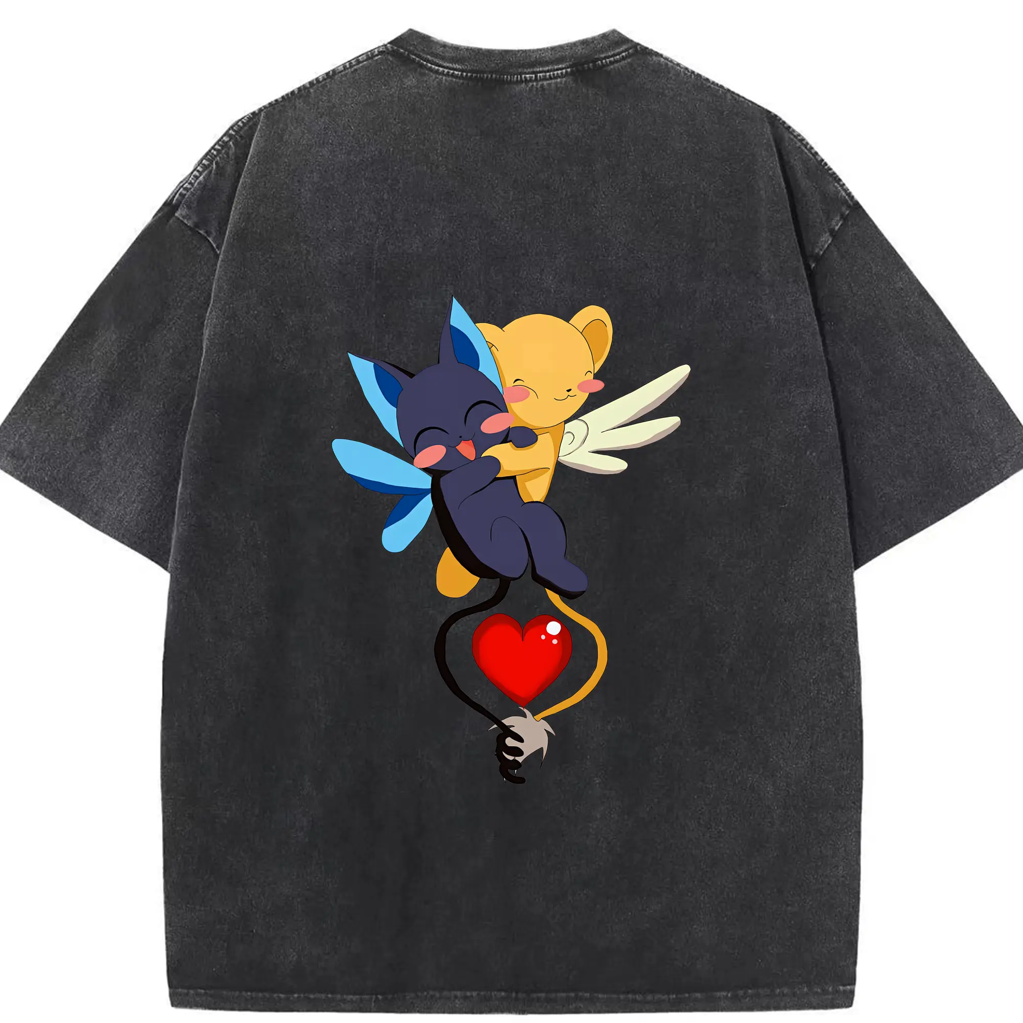 カードキャプターさくら グッズ,スピネル・サン - 綿100％ ヴィンテージ風 半袖Tシャツ ・ 背面プリント ・ 柔らか肌触り ・ 通気性 快適 ・ スポーツ カジュアル 外出用