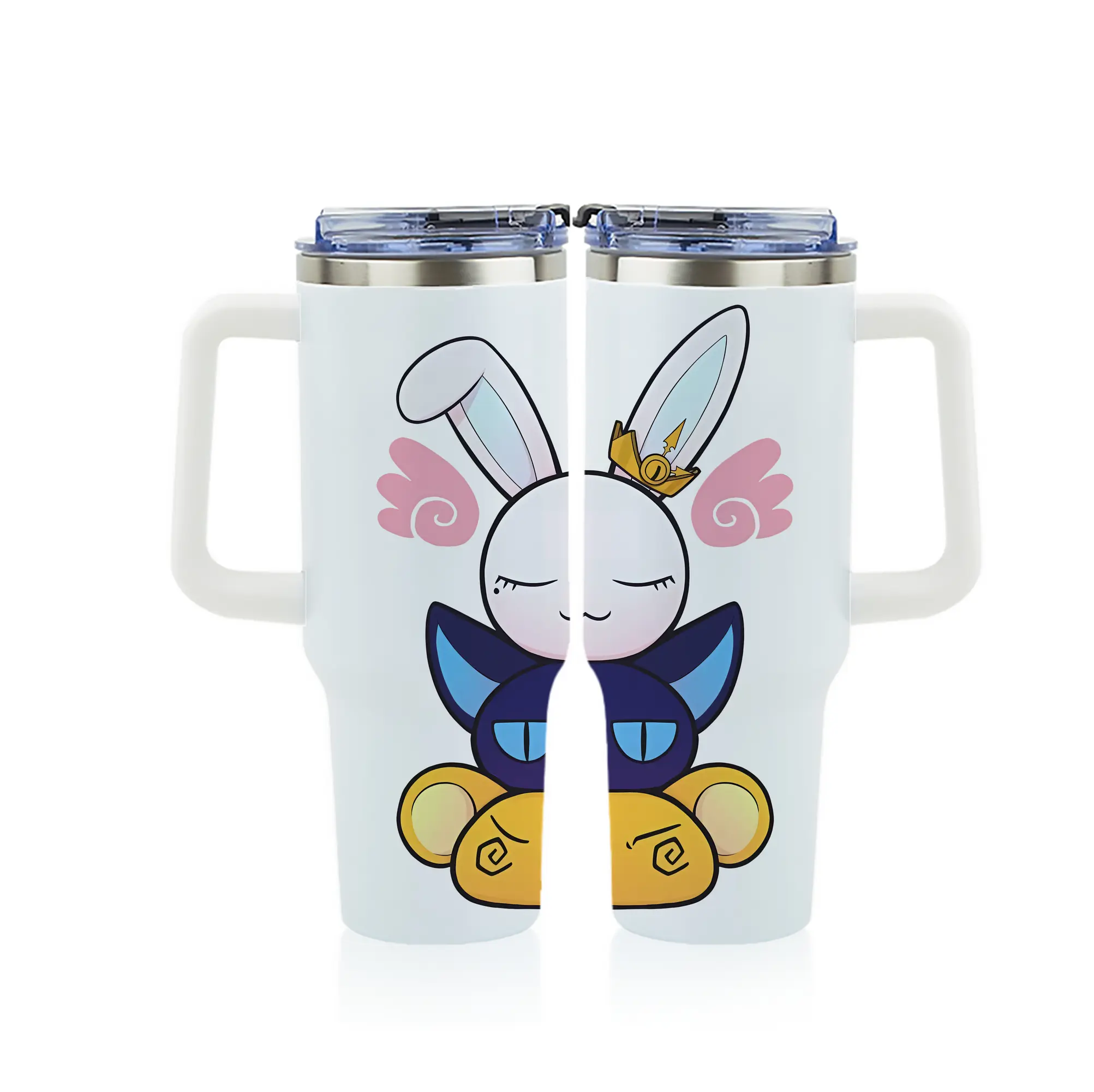 カードキャプターさくら グッズ,モモ - 1200mL フルプリント車用タンブラー ・ 304ステンレス 内側 ・ 201ステンレス 外側 ・ 保温 保冷 ・ 通勤 ドライブ アウトドア用