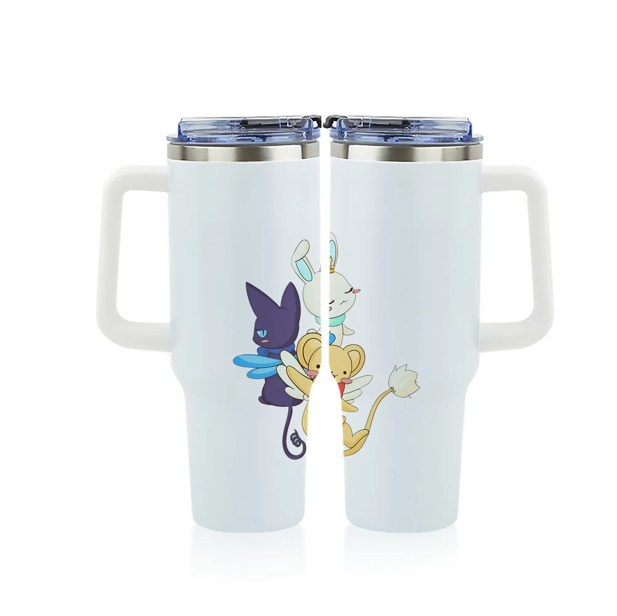 カードキャプターさくら グッズ,モモ - 1200mL フルプリント車用タンブラー ・ 304ステンレス 内側 ・ 201ステンレス 外側 ・ 保温 保冷 ・ 通勤 ドライブ アウトドア用