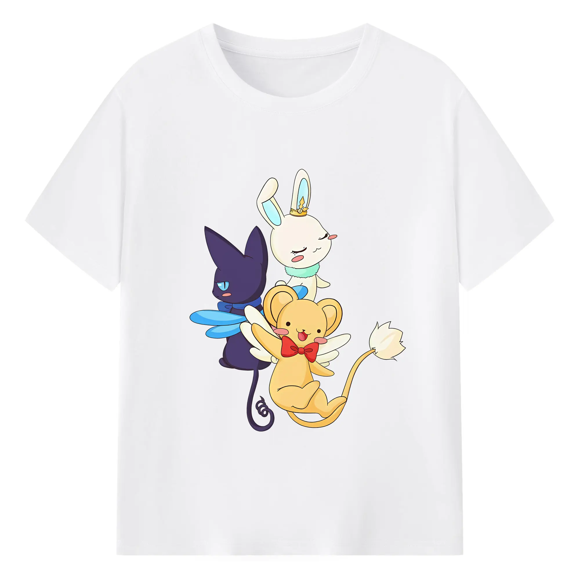 カードキャプターさくら グッズ,モモ - 綿100％ 半袖Tシャツ ・ フロントプリント ・ 快適 通気性 ・ 日常使い 散歩 スポーツ用