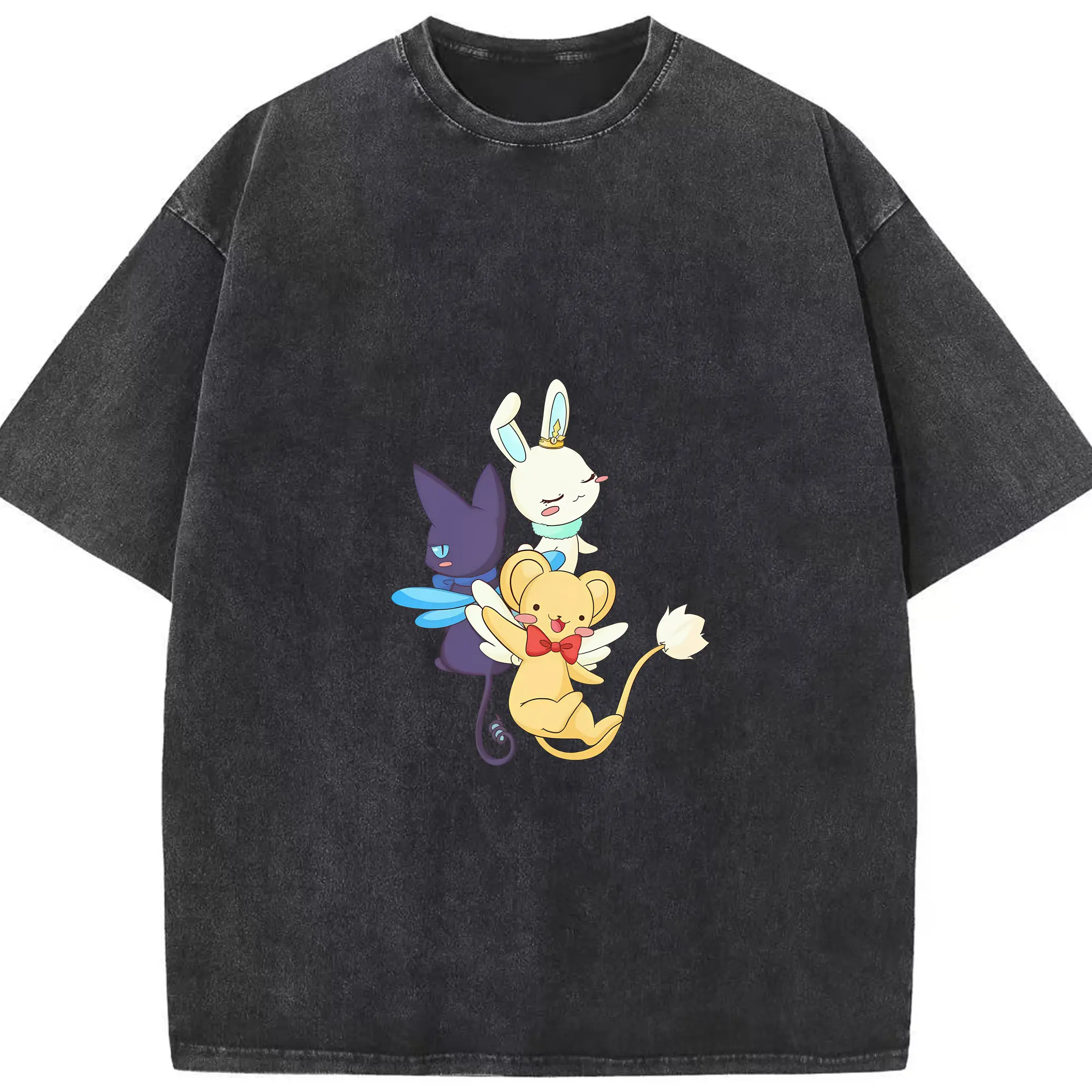 カードキャプターさくら グッズ,モモ - 綿100％ ヴィンテージ風 半袖Tシャツ ・ フロントプリント ・ 柔らか肌触り ・ 通気性 快適 ・ スポーツ カジュアル 外出用