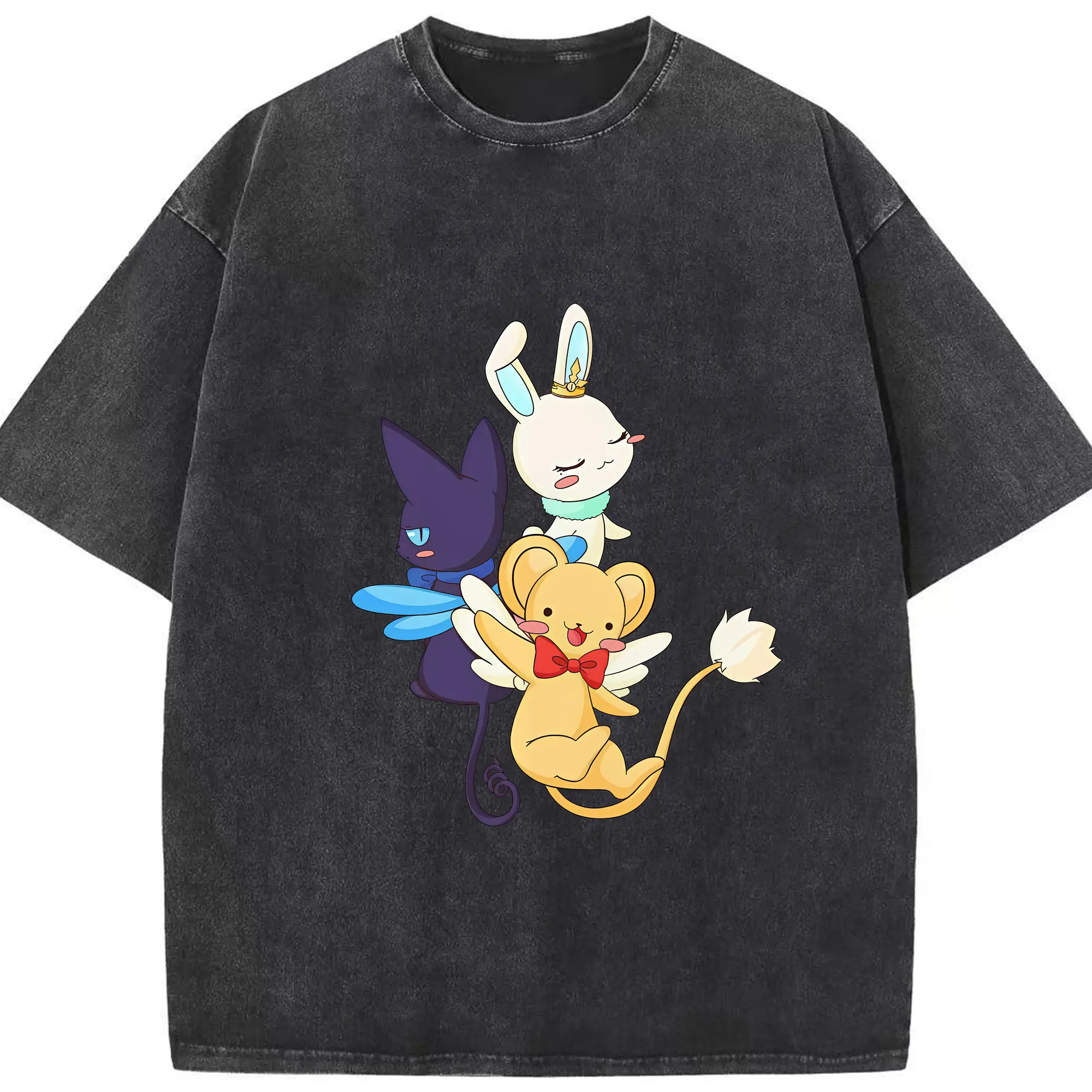 カードキャプターさくら グッズ,モモ - 綿100％ ヴィンテージ風 半袖Tシャツ ・ フロントプリント ・ 柔らか肌触り ・ 通気性 快適 ・ スポーツ カジュアル 外出用