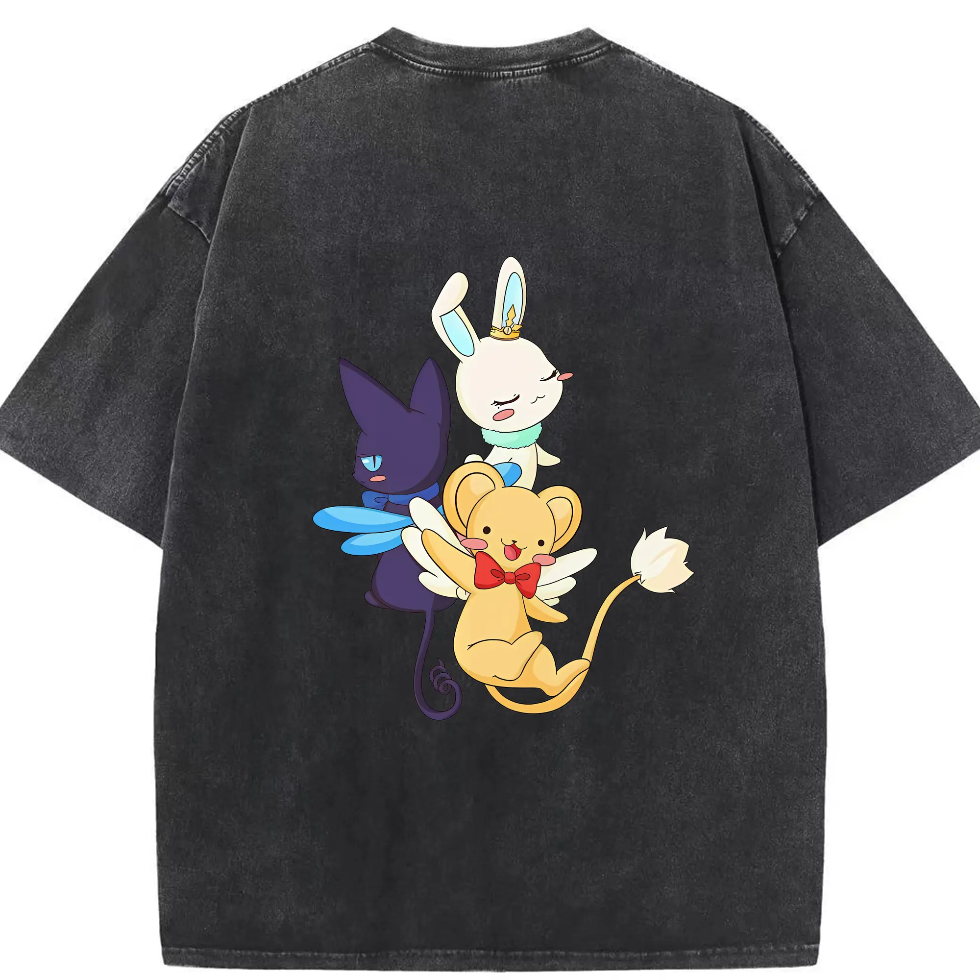 カードキャプターさくら グッズ,モモ - 綿100％ ヴィンテージ風 半袖Tシャツ ・ 背面プリント ・ 柔らか肌触り ・ 通気性 快適 ・ スポーツ カジュアル 外出用