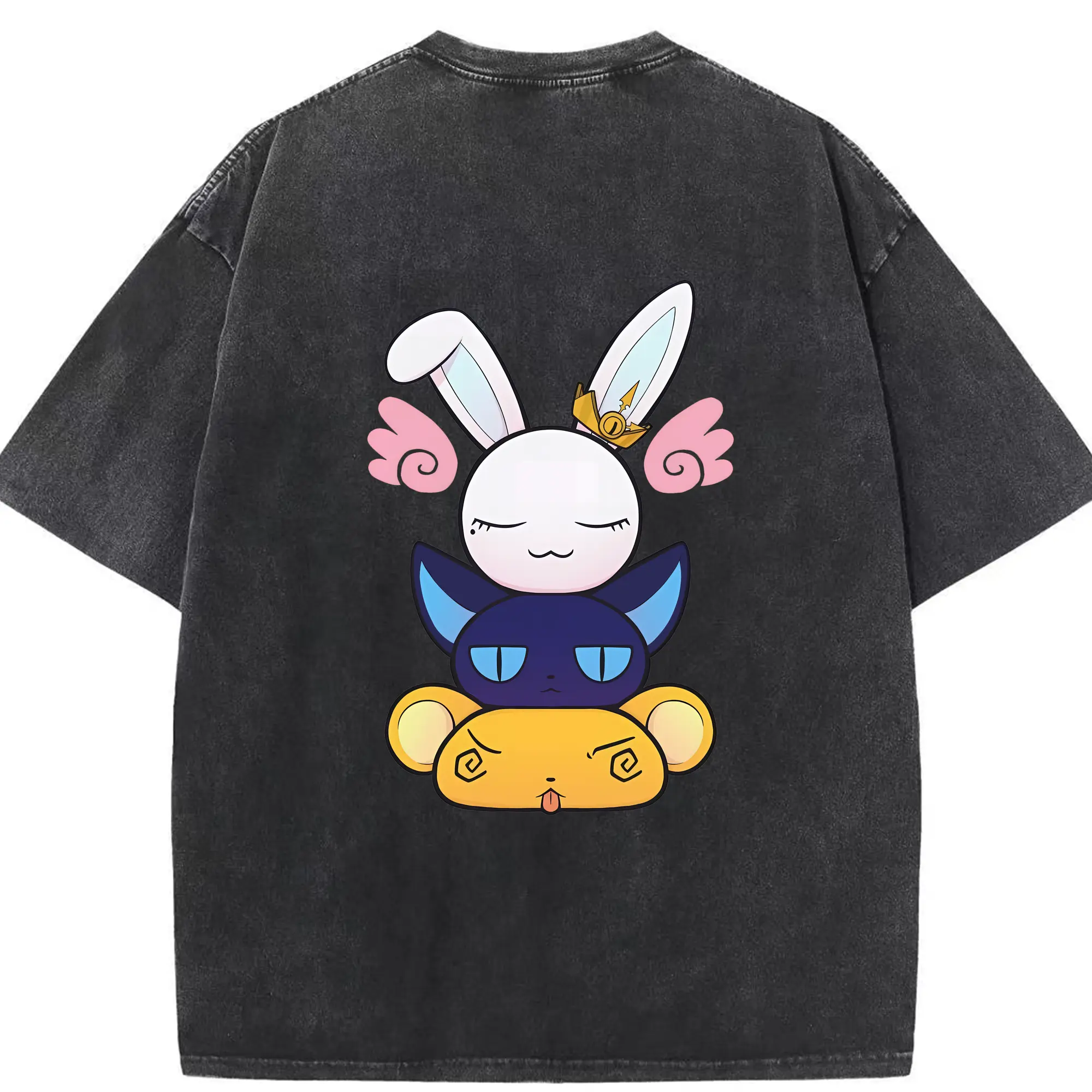 カードキャプターさくら グッズ,モモ - 綿100％ ヴィンテージ風 半袖Tシャツ ・ 背面プリント ・ 柔らか肌触り ・ 通気性 快適 ・ スポーツ カジュアル 外出用