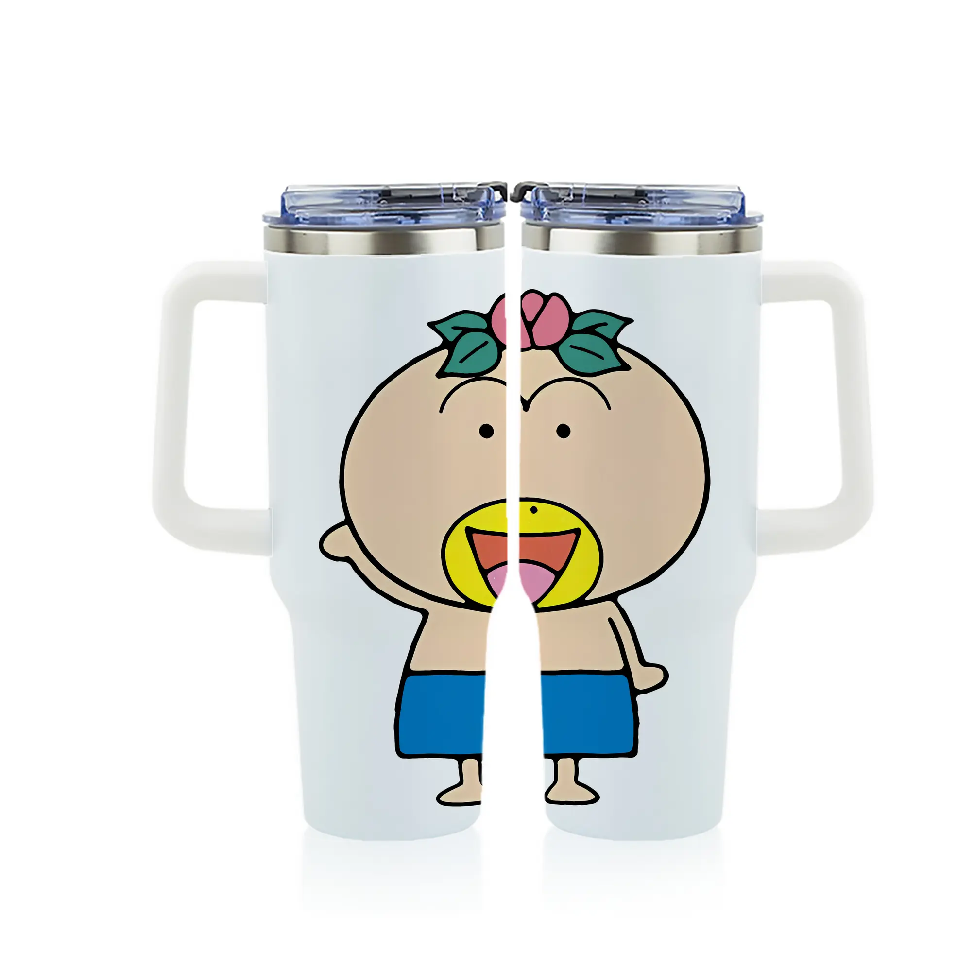 はなかっぱ グッズ,はなかっぱ - 1200mL フルプリント車用タンブラー ・ 304ステンレス 内側 ・ 201ステンレス 外側 ・ 保温 保冷 ・ 通勤 ドライブ アウトドア用