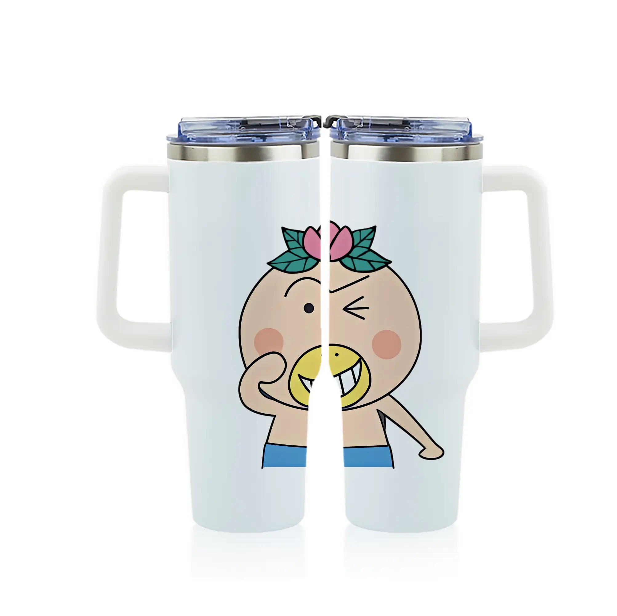 はなかっぱ グッズ,はなかっぱ - 1200mL フルプリント車用タンブラー ・ 304ステンレス 内側 ・ 201ステンレス 外側 ・ 保温 保冷 ・ 通勤 ドライブ アウトドア用