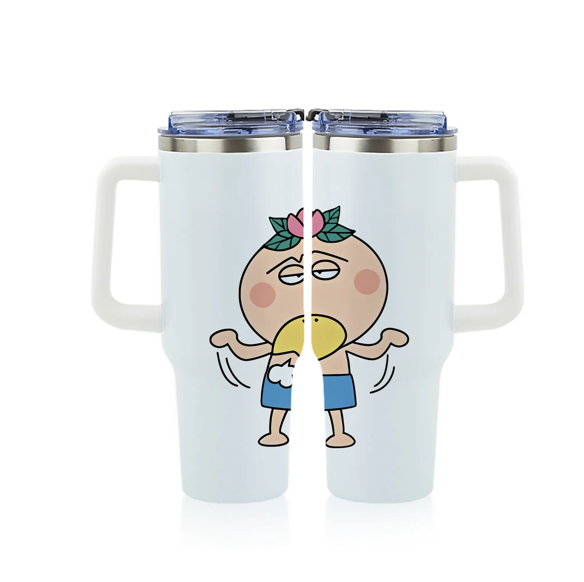 はなかっぱ グッズ,はなかっぱ - 1200mL フルプリント車用タンブラー ・ 304ステンレス 内側 ・ 201ステンレス 外側 ・ 保温 保冷 ・ 通勤 ドライブ アウトドア用