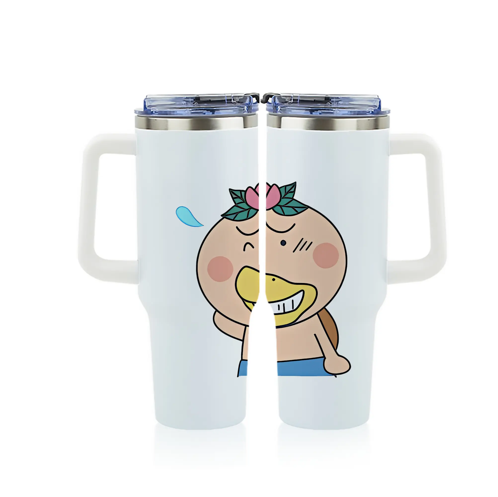 はなかっぱ グッズ,はなかっぱ - 1200mL フルプリント車用タンブラー ・ 304ステンレス 内側 ・ 201ステンレス 外側 ・ 保温 保冷 ・ 通勤 ドライブ アウトドア用