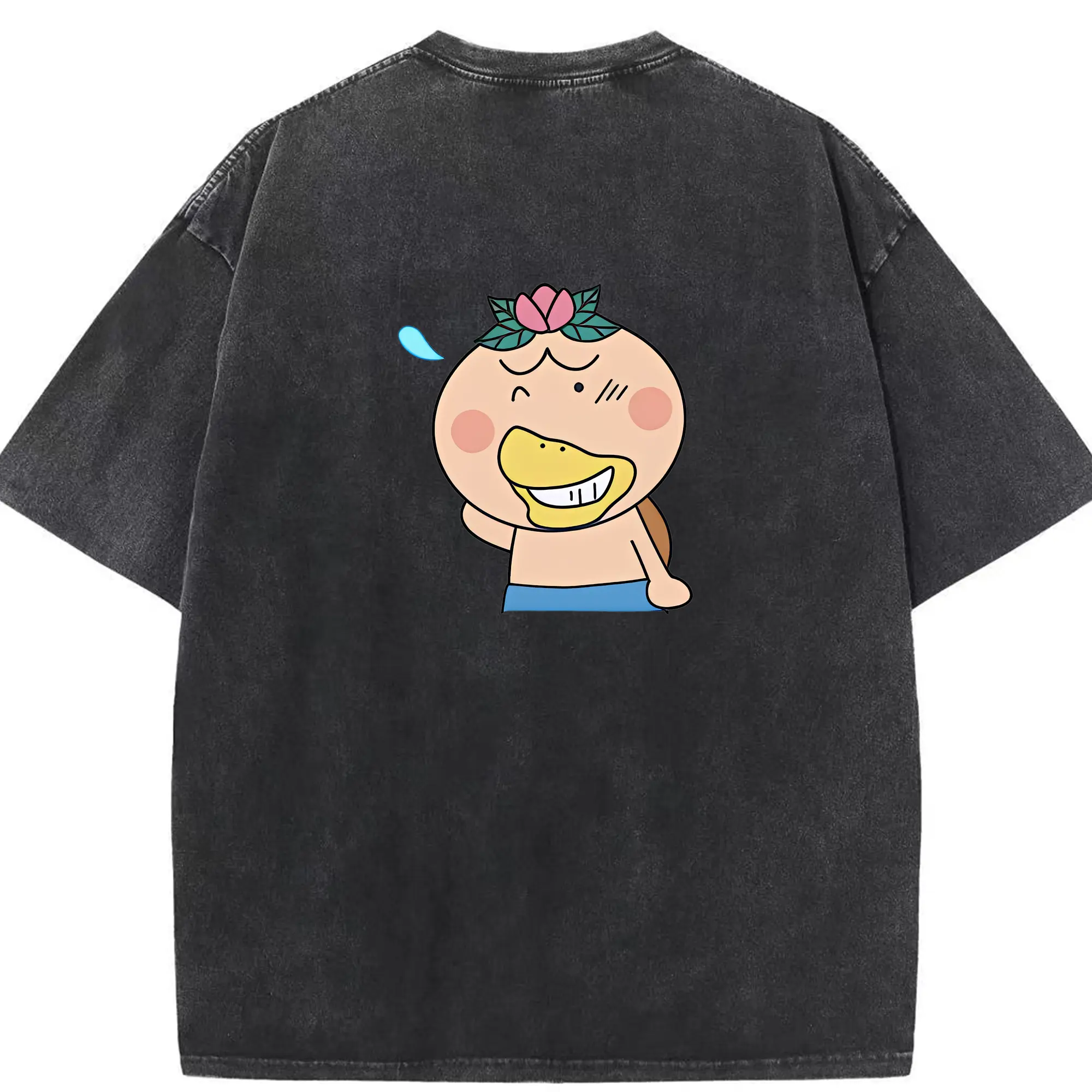 はなかっぱ グッズ,はなかっぱ - 綿100％ ヴィンテージ風 半袖Tシャツ ・ 背面プリント ・ 柔らか肌触り ・ 通気性 快適 ・ スポーツ カジュアル 外出用