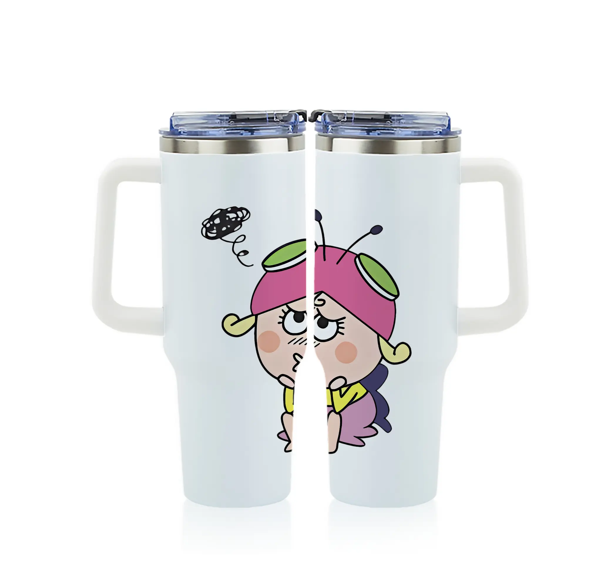 はなかっぱ グッズ,アゲルちゃん - 1200mL フルプリント車用タンブラー ・ 304ステンレス 内側 ・ 201ステンレス 外側 ・ 保温 保冷 ・ 通勤 ドライブ アウトドア用