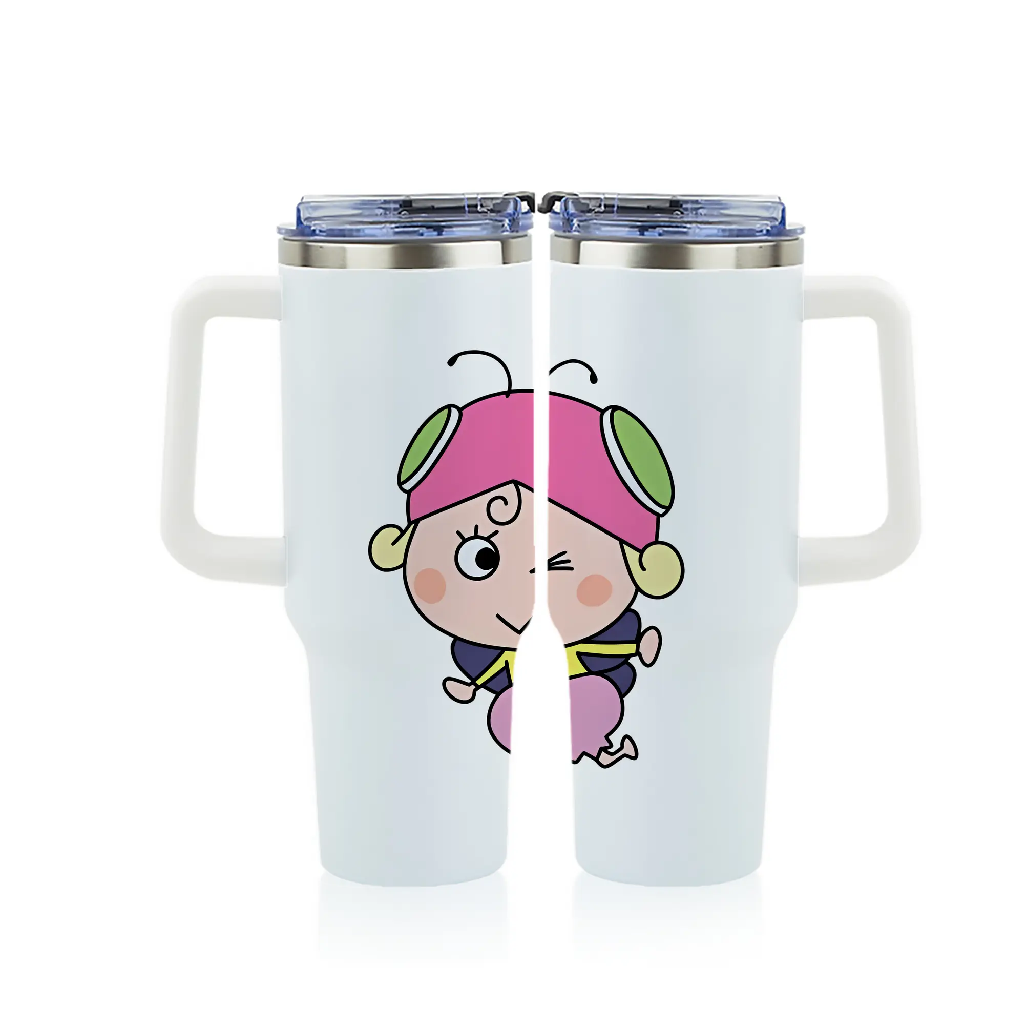 はなかっぱ グッズ,アゲルちゃん - 1200mL フルプリント車用タンブラー ・ 304ステンレス 内側 ・ 201ステンレス 外側 ・ 保温 保冷 ・ 通勤 ドライブ アウトドア用