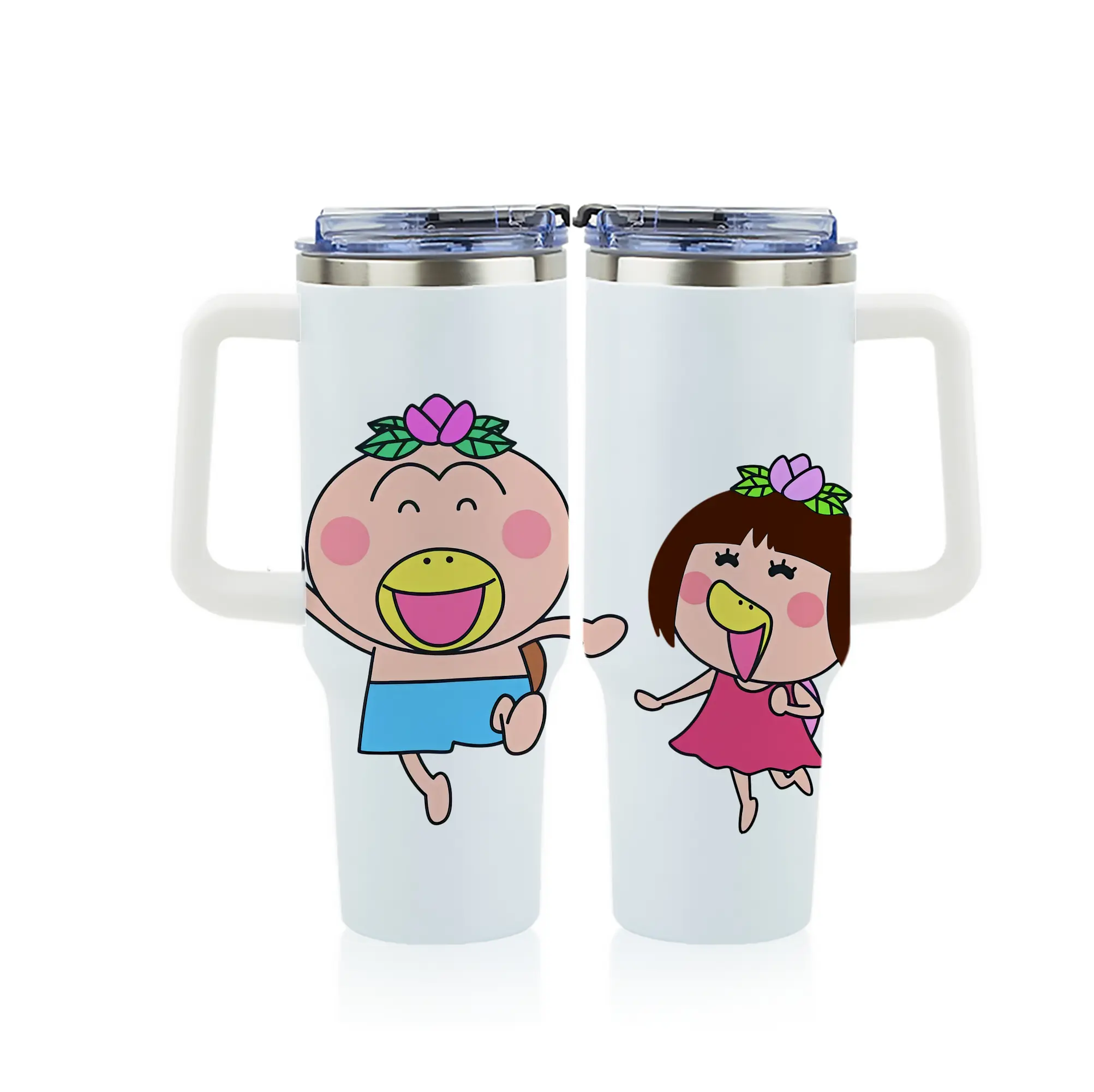 はなかっぱ グッズ,ももかっぱちゃん - 1200mL フルプリント車用タンブラー ・ 304ステンレス 内側 ・ 201ステンレス 外側 ・ 保温 保冷 ・ 通勤 ドライブ アウトドア用