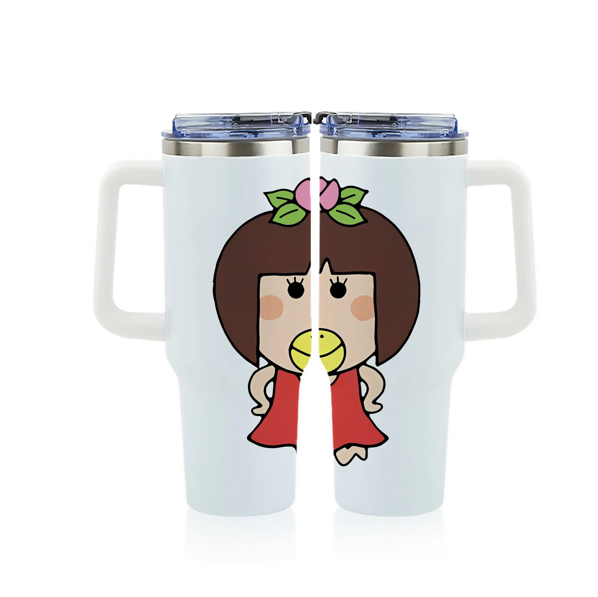 はなかっぱ グッズ,ももかっぱちゃん - 1200mL フルプリント車用タンブラー ・ 304ステンレス 内側 ・ 201ステンレス 外側 ・ 保温 保冷 ・ 通勤 ドライブ アウトドア用