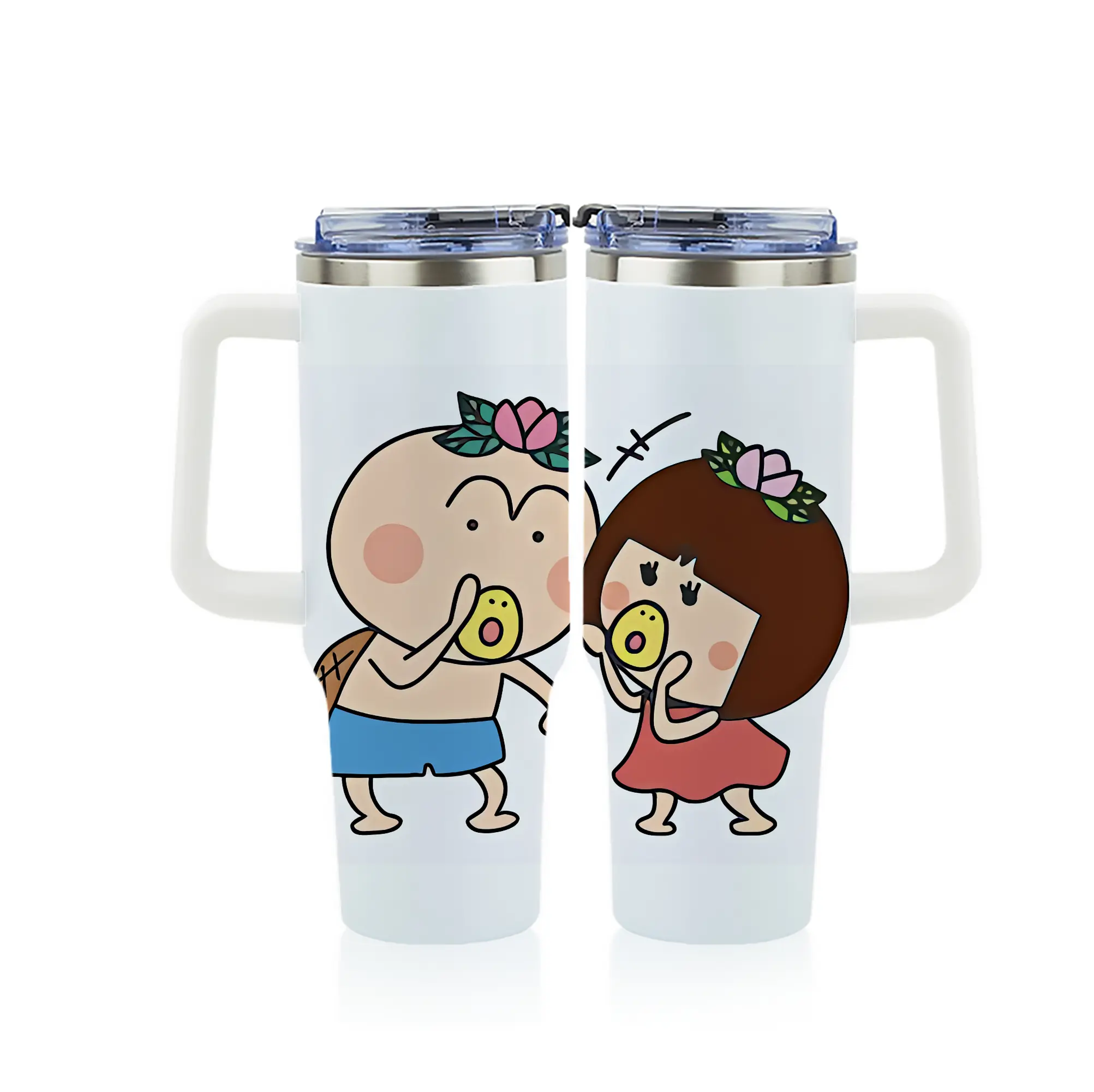 はなかっぱ グッズ,ももかっぱちゃん - 1200mL フルプリント車用タンブラー ・ 304ステンレス 内側 ・ 201ステンレス 外側 ・ 保温 保冷 ・ 通勤 ドライブ アウトドア用