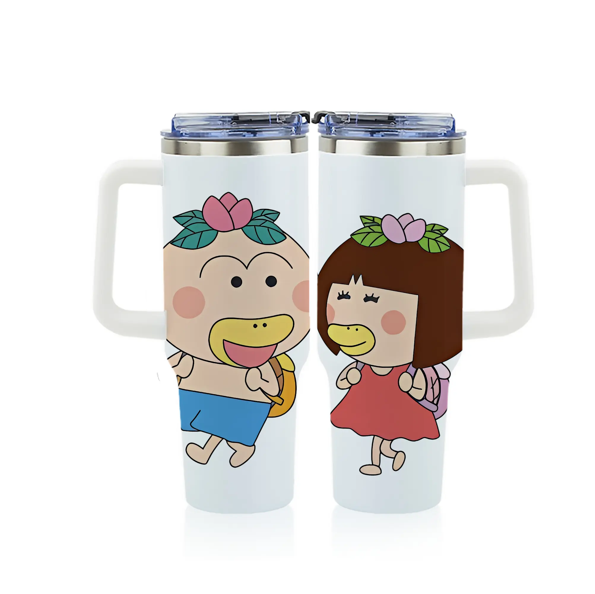 はなかっぱ グッズ,ももかっぱちゃん - 1200mL フルプリント車用タンブラー ・ 304ステンレス 内側 ・ 201ステンレス 外側 ・ 保温 保冷 ・ 通勤 ドライブ アウトドア用