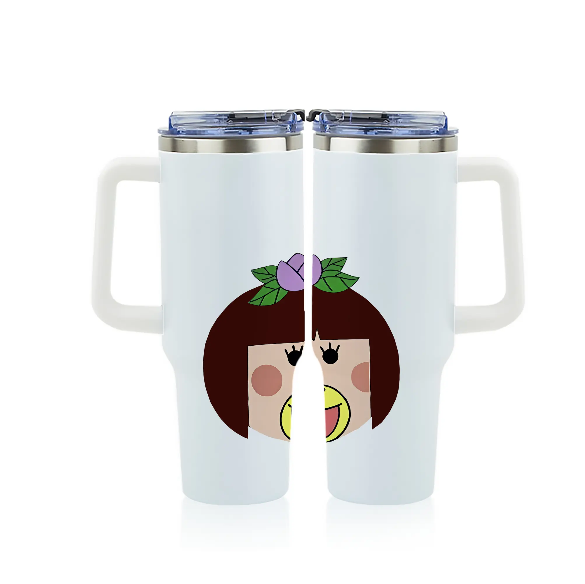 はなかっぱ グッズ,ももかっぱちゃん - 1200mL フルプリント車用タンブラー ・ 304ステンレス 内側 ・ 201ステンレス 外側 ・ 保温 保冷 ・ 通勤 ドライブ アウトドア用