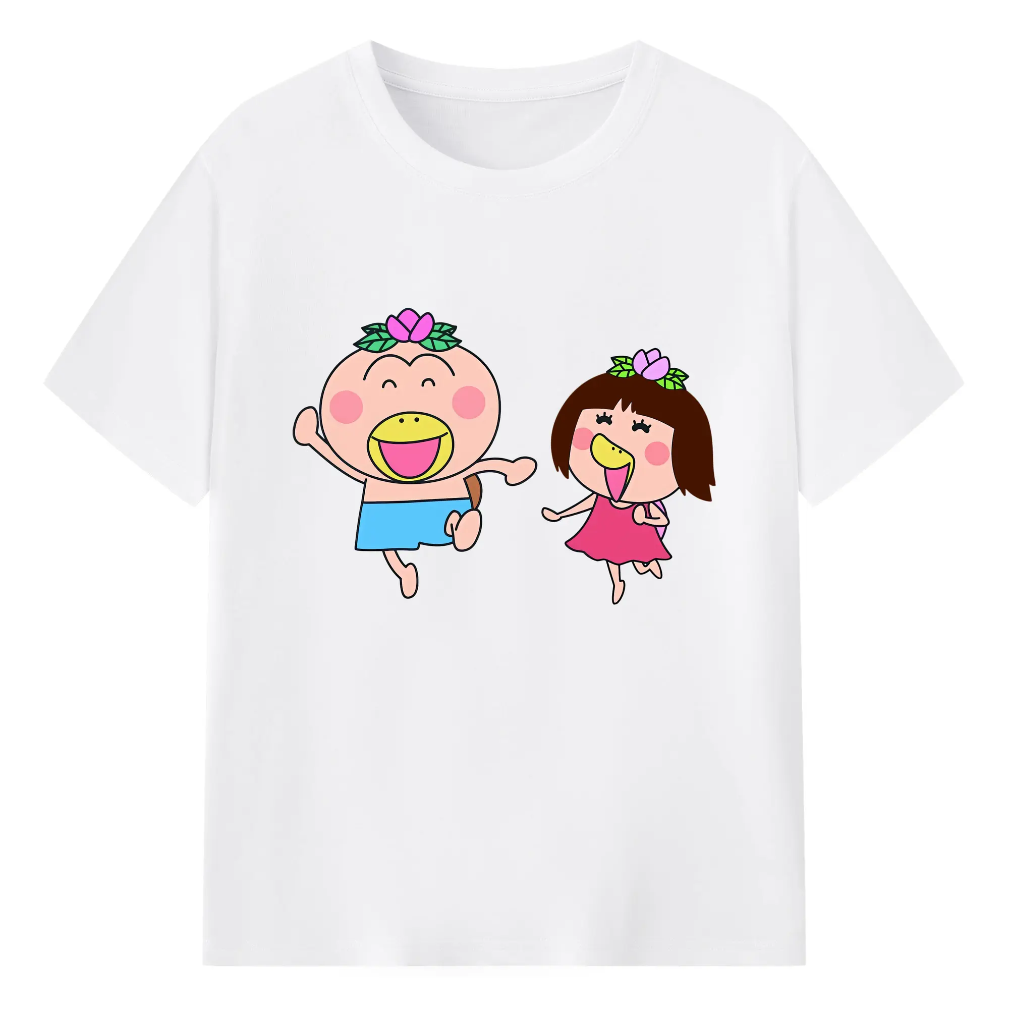 はなかっぱ グッズ,ももかっぱちゃん - 綿100％ 半袖Tシャツ ・ フロントプリント ・ 快適 通気性 ・ 日常使い 散歩 スポーツ用