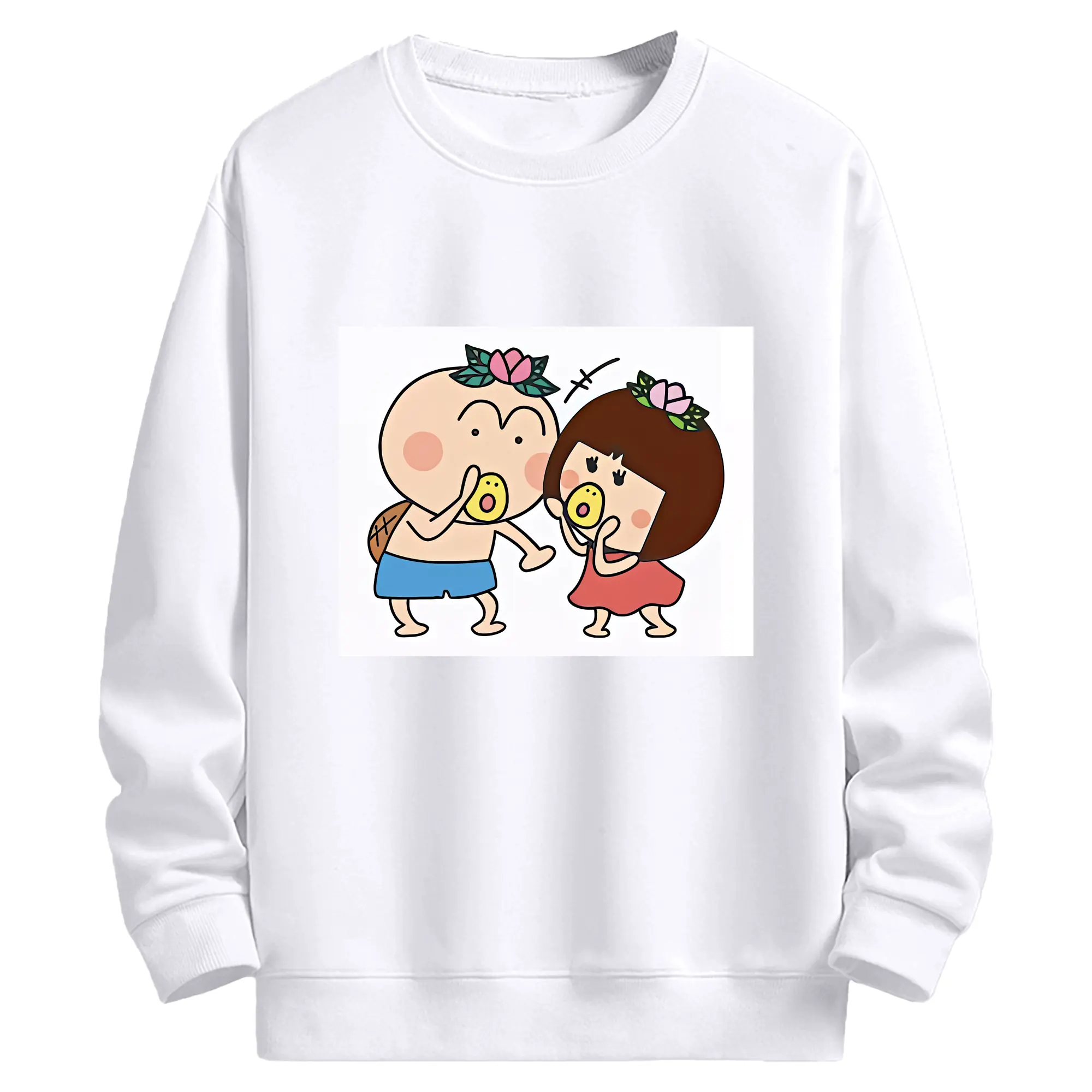 はなかっぱ グッズ,ももかっぱちゃん - 高品質 クルーネック スウェット ・ コットン59％ ポリエステル41％ ・ ユニセックス 長袖 トレーナー ・ カジュアル デイリー スポーツ 散歩用