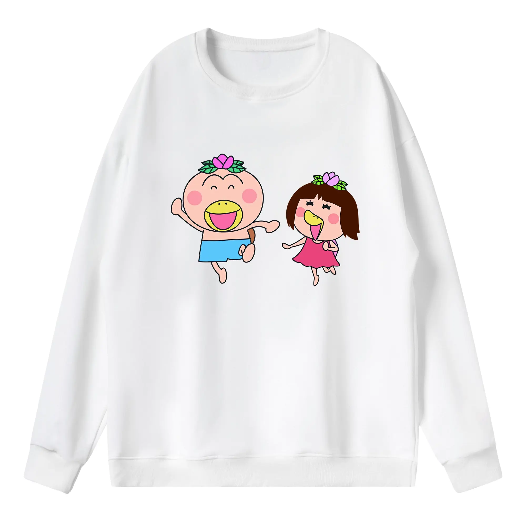 はなかっぱ グッズ,ももかっぱちゃん - 薄手 クルーネック スウェット 裏毛260g · ポリエステル 春秋向け カジュアル 男女兼用 · トレーナー デイリー スポーツ 散歩に最適