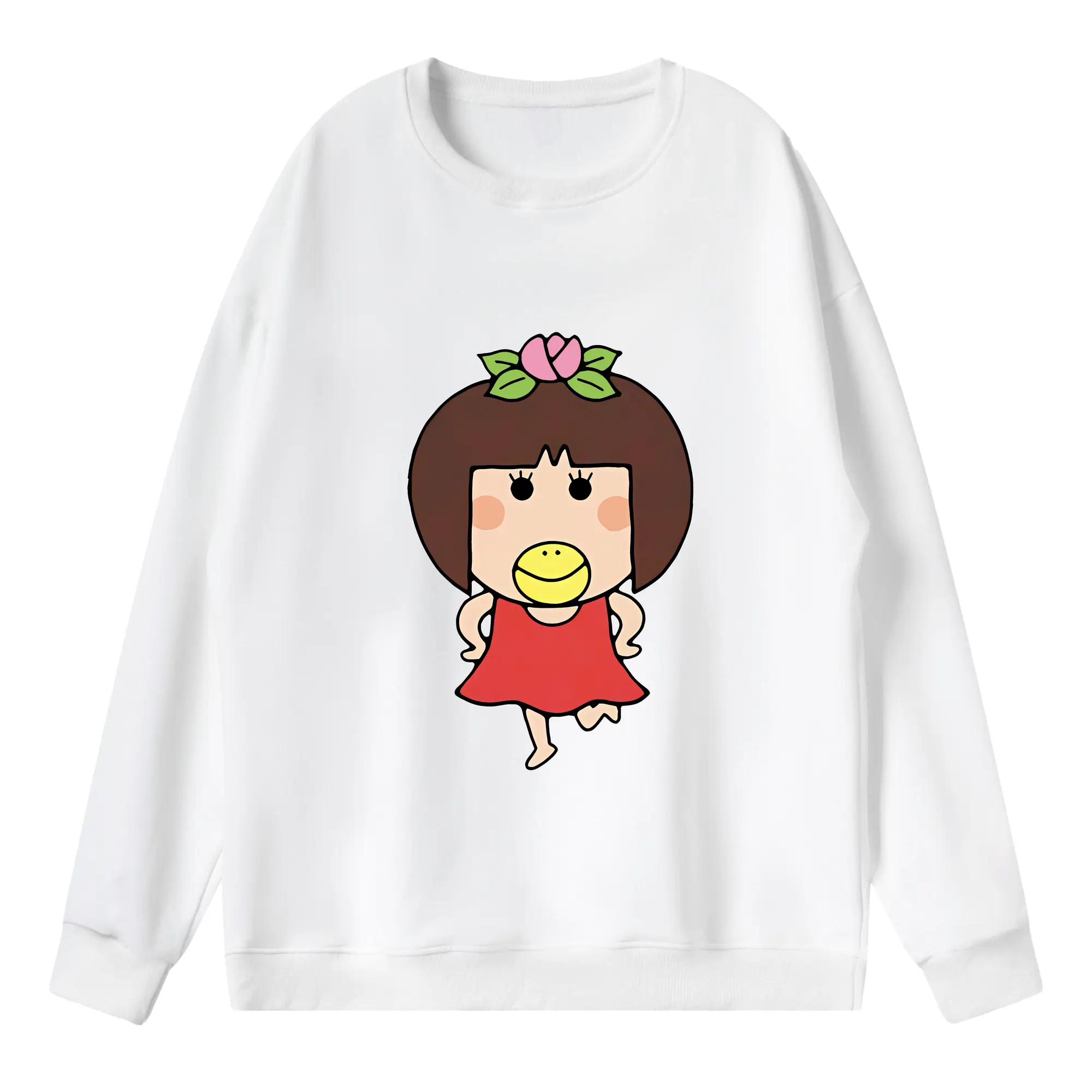 はなかっぱ グッズ,ももかっぱちゃん - 薄手 クルーネック スウェット 裏毛260g · ポリエステル 春秋向け カジュアル 男女兼用 · トレーナー デイリー スポーツ 散歩に最適