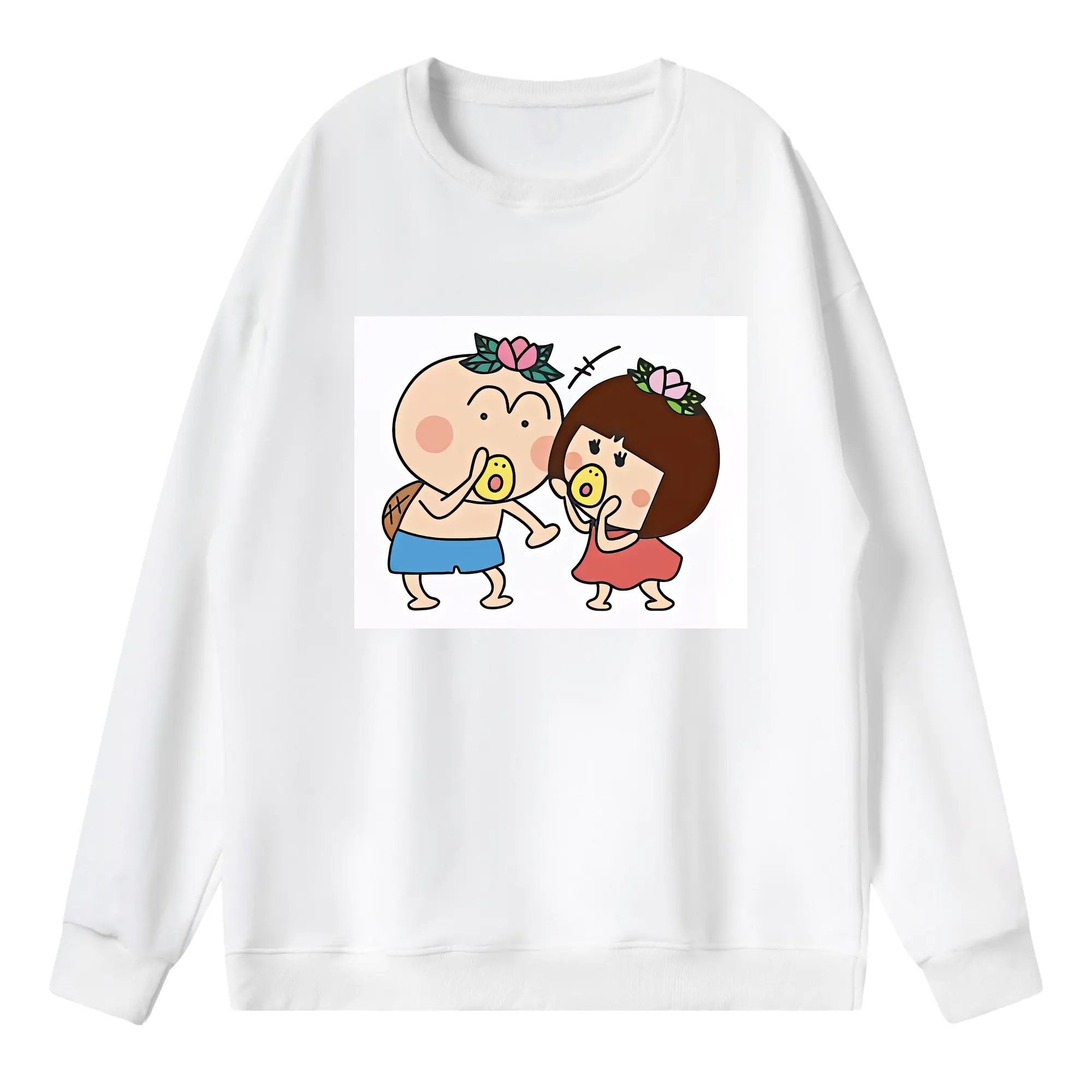 はなかっぱ グッズ,ももかっぱちゃん - 薄手 クルーネック スウェット 裏毛260g · ポリエステル 春秋向け カジュアル 男女兼用 · トレーナー デイリー スポーツ 散歩に最適