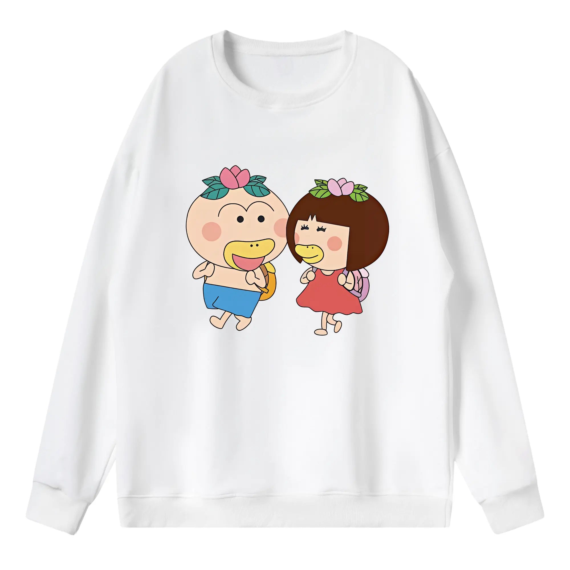 はなかっぱ グッズ,ももかっぱちゃん - 薄手 クルーネック スウェット 裏毛260g · ポリエステル 春秋向け カジュアル 男女兼用 · トレーナー デイリー スポーツ 散歩に最適