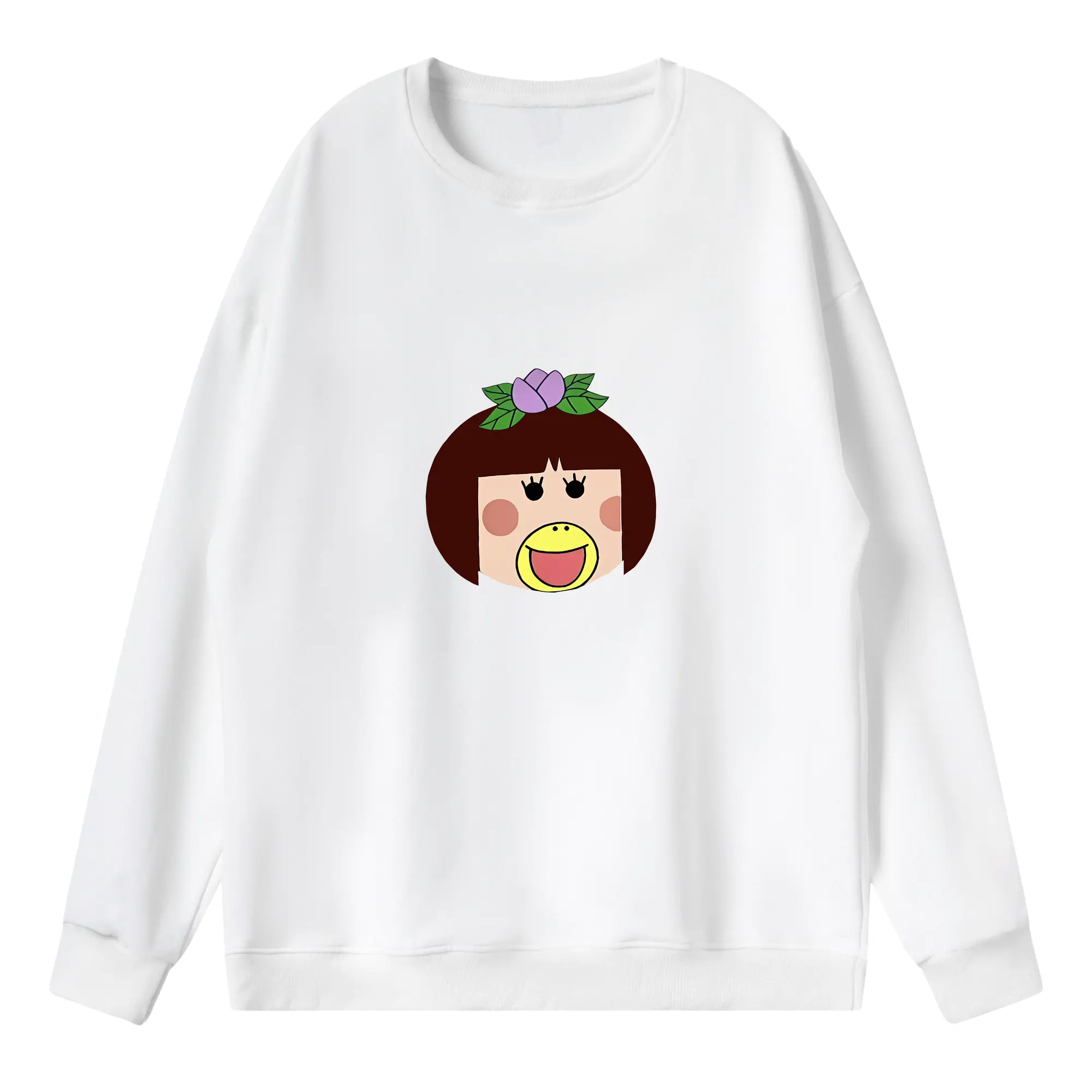 はなかっぱ グッズ,ももかっぱちゃん - 薄手 クルーネック スウェット 裏毛260g · ポリエステル 春秋向け カジュアル 男女兼用 · トレーナー デイリー スポーツ 散歩に最適