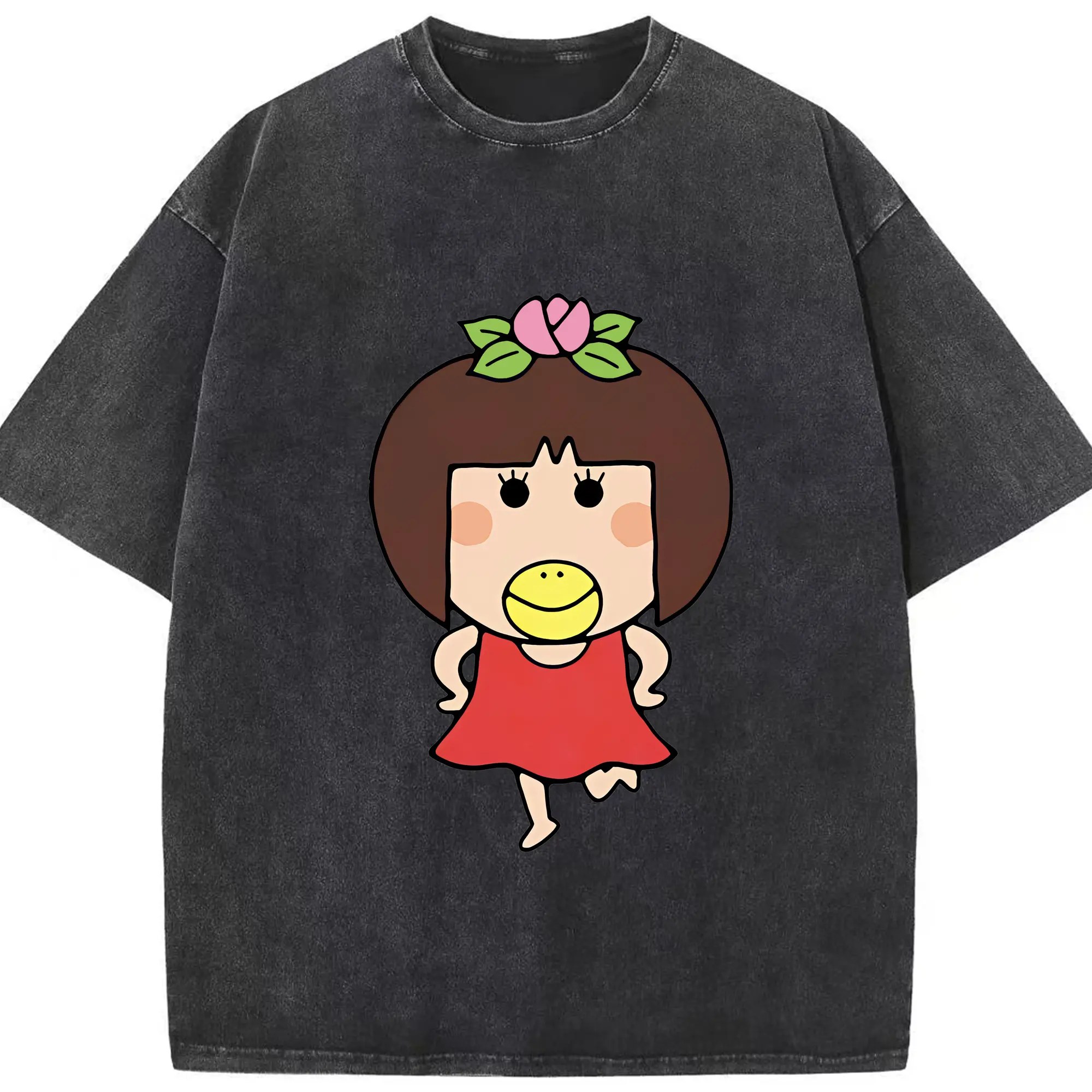 はなかっぱ グッズ,ももかっぱちゃん - 綿100％ ヴィンテージ風 半袖Tシャツ ・ フロントプリント ・ 柔らか肌触り ・ 通気性 快適 ・ スポーツ カジュアル 外出用