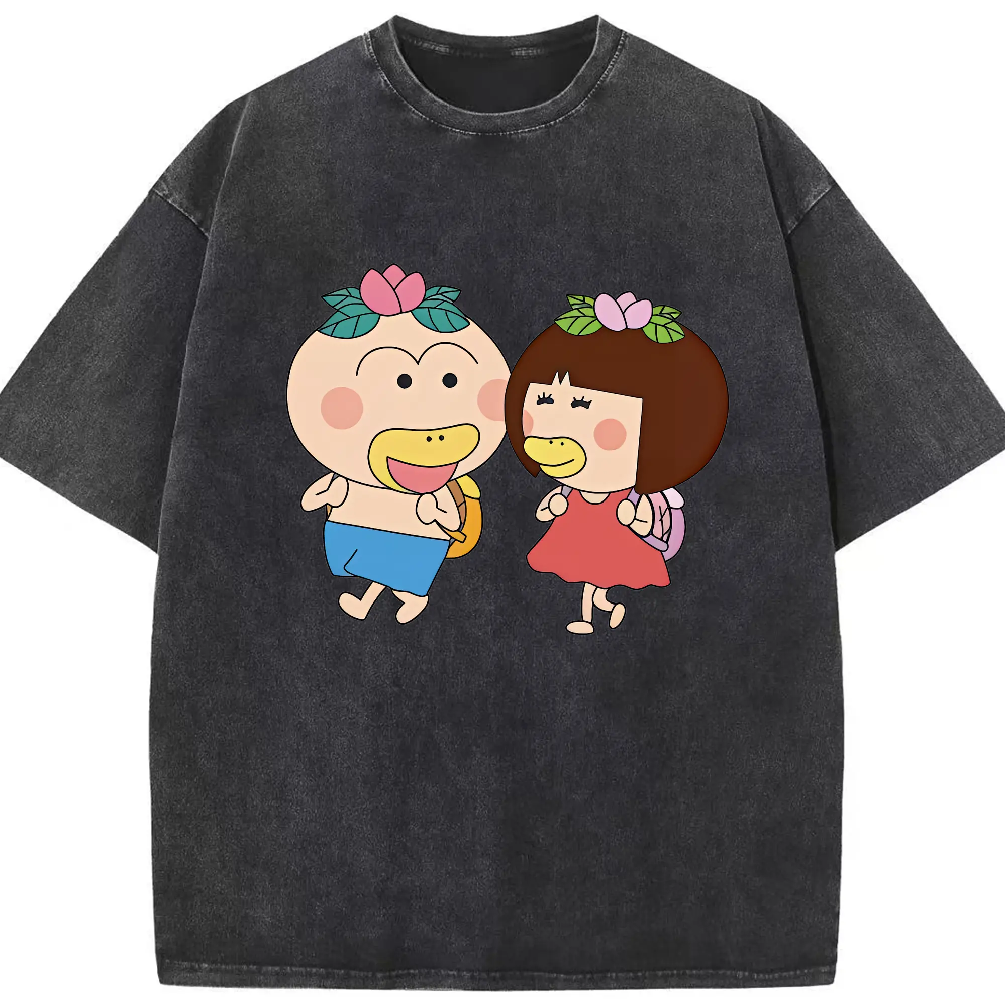 はなかっぱ グッズ,ももかっぱちゃん - 綿100％ ヴィンテージ風 半袖Tシャツ ・ フロントプリント ・ 柔らか肌触り ・ 通気性 快適 ・ スポーツ カジュアル 外出用