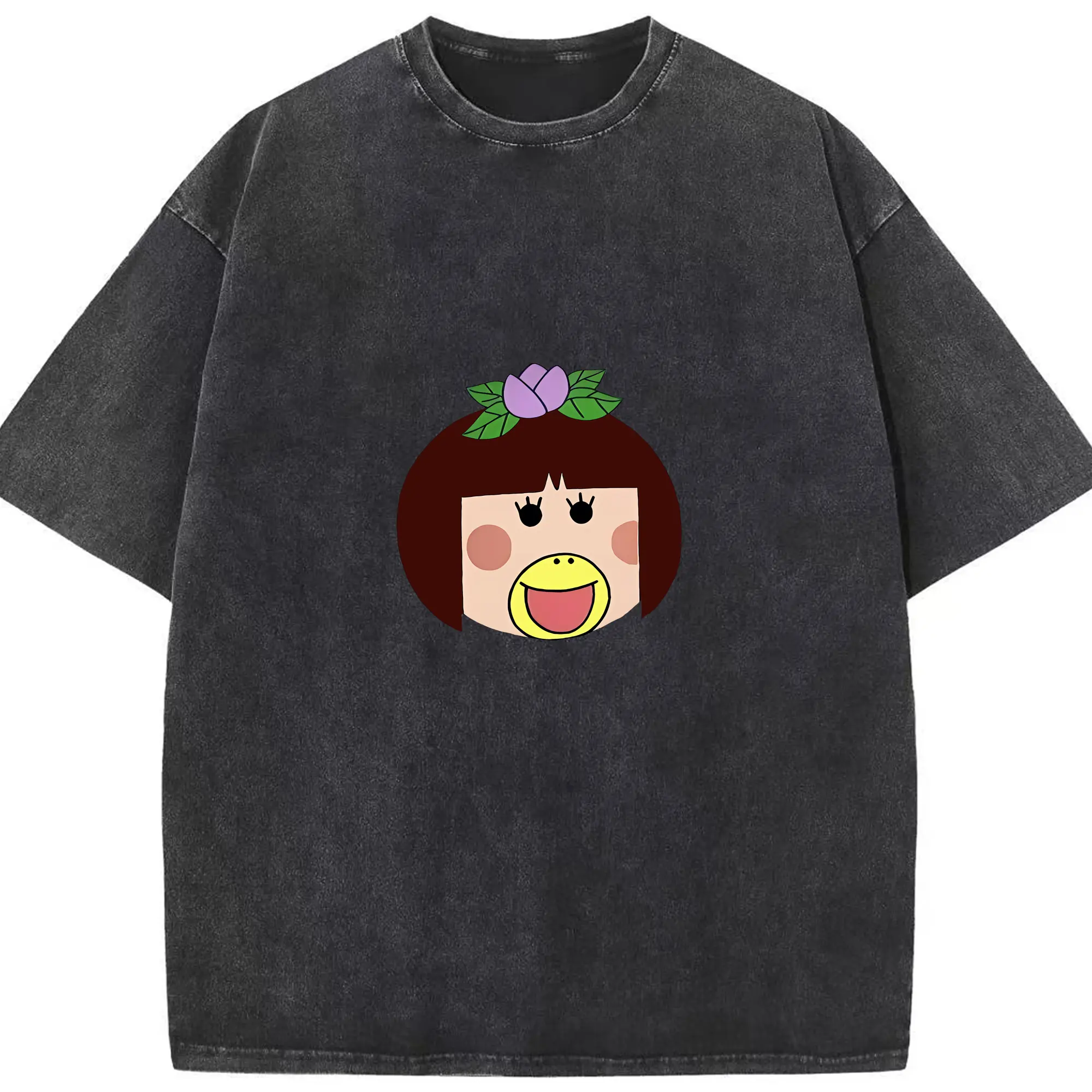 はなかっぱ グッズ,ももかっぱちゃん - 綿100％ ヴィンテージ風 半袖Tシャツ ・ フロントプリント ・ 柔らか肌触り ・ 通気性 快適 ・ スポーツ カジュアル 外出用