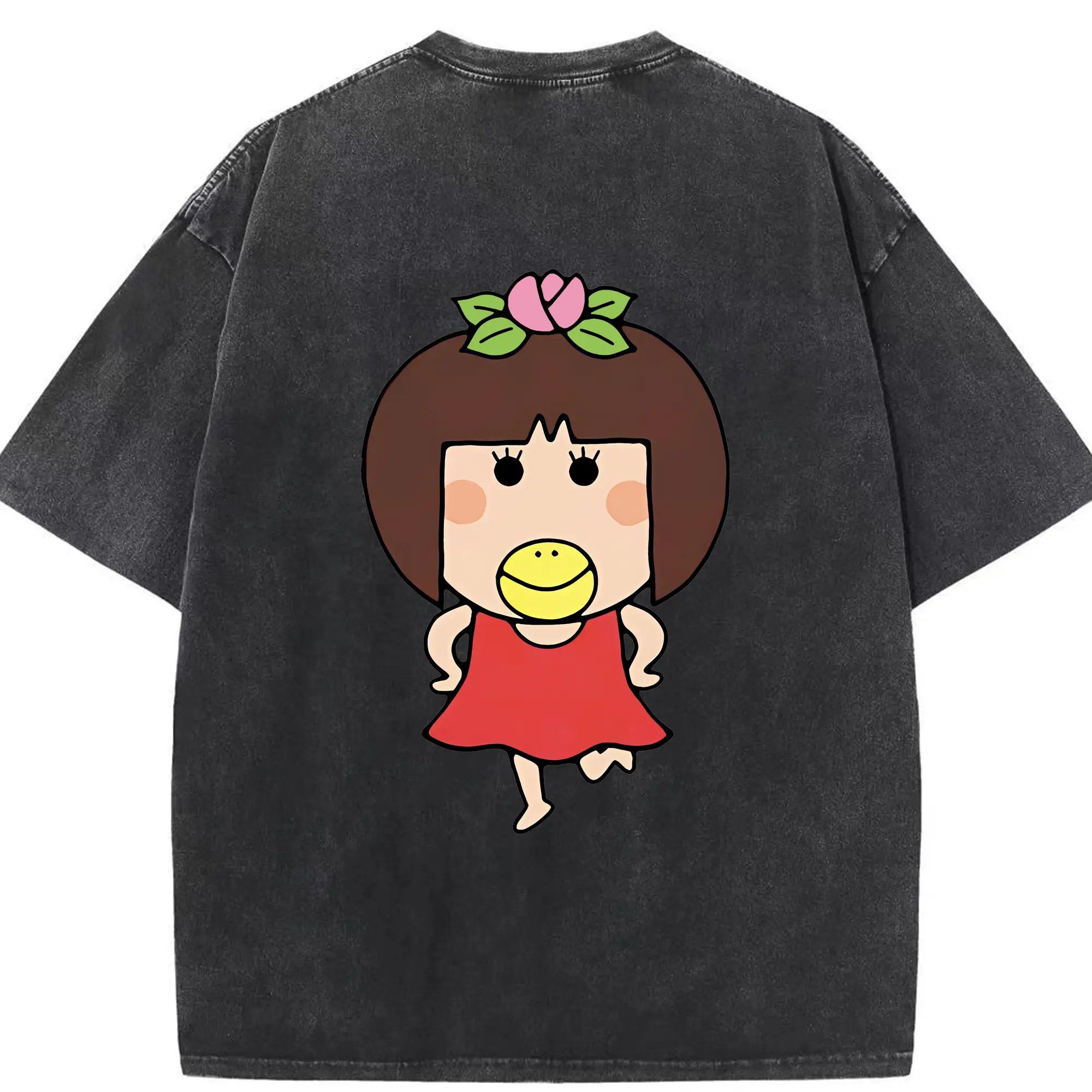 はなかっぱ グッズ,ももかっぱちゃん - 綿100％ ヴィンテージ風 半袖Tシャツ ・ 背面プリント ・ 柔らか肌触り ・ 通気性 快適 ・ スポーツ カジュアル 外出用