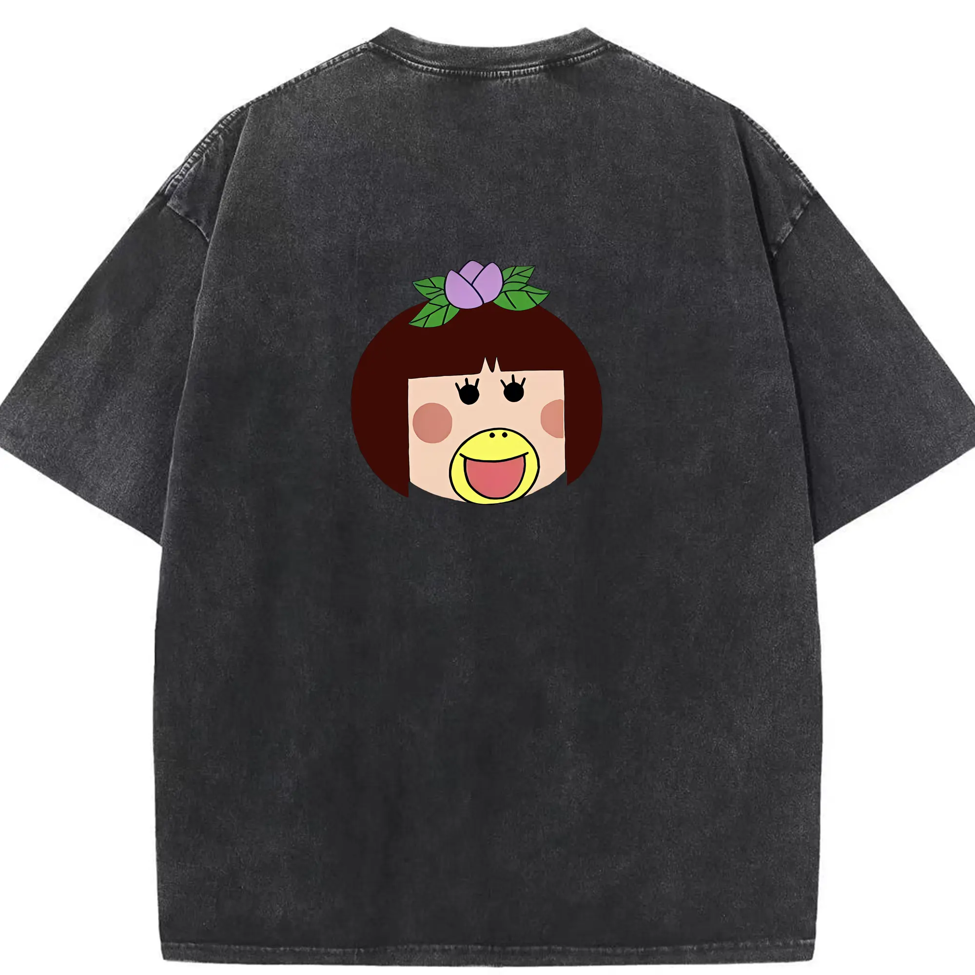 はなかっぱ グッズ,ももかっぱちゃん - 綿100％ ヴィンテージ風 半袖Tシャツ ・ 背面プリント ・ 柔らか肌触り ・ 通気性 快適 ・ スポーツ カジュアル 外出用