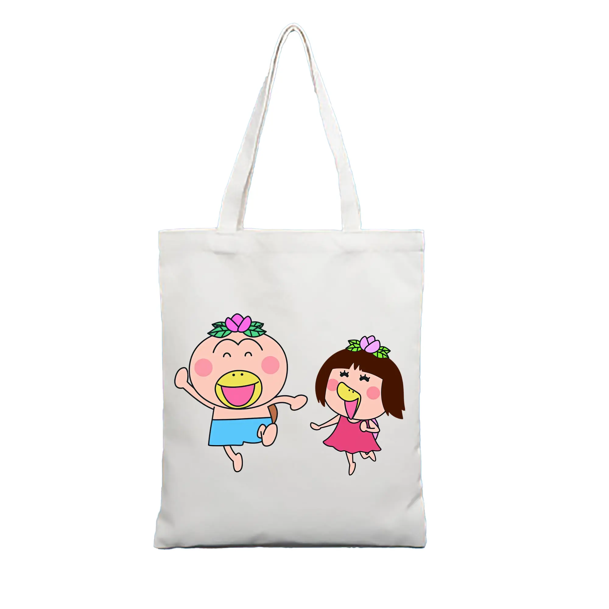 はなかっぱ グッズ,ももかっぱちゃん - 縦型キャンバス手提げバッグ（トートバッグ） ・ キャンバス素材 ・ ショッピング用 ・ 軽量 丈夫 お手入れ簡単