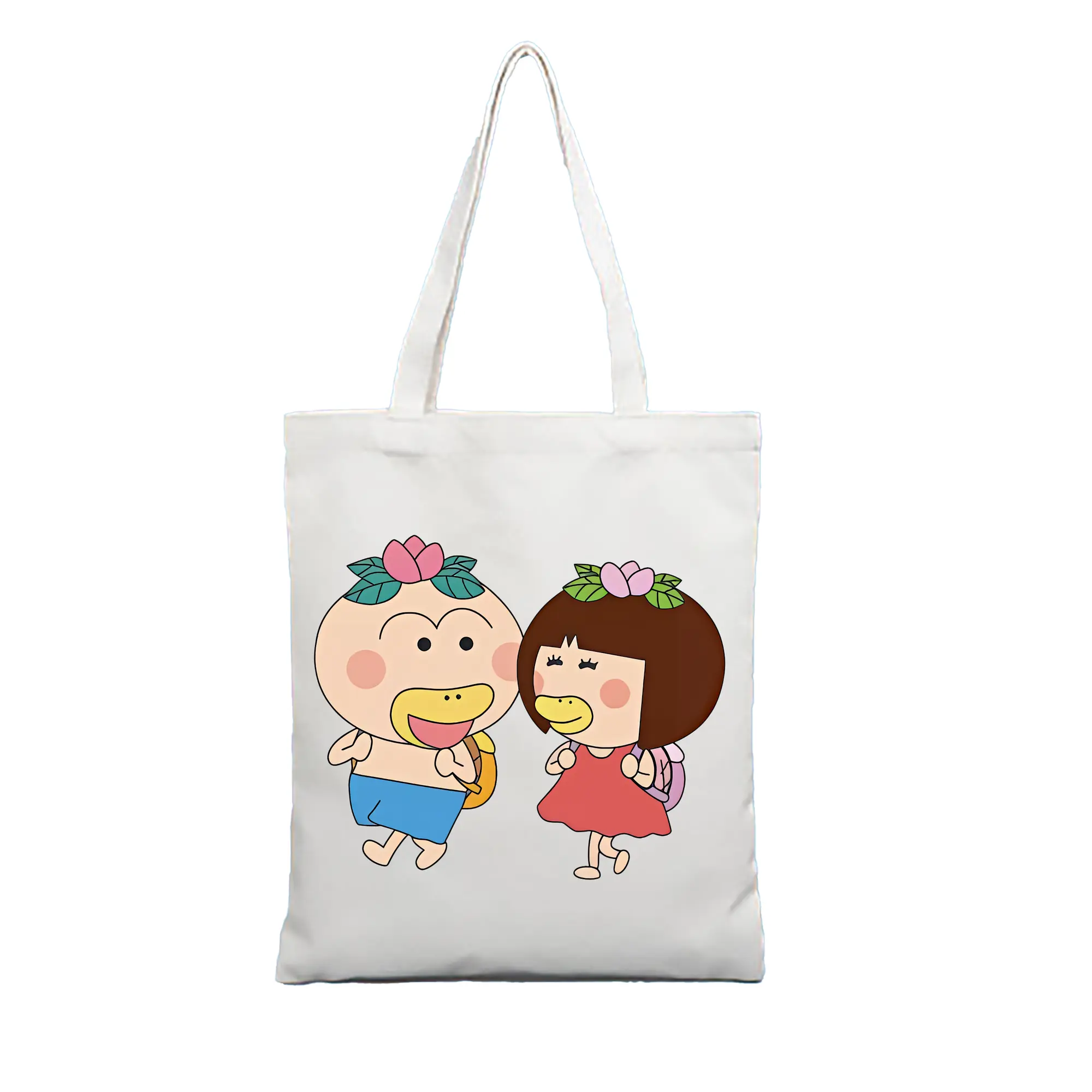 はなかっぱ グッズ,ももかっぱちゃん - 縦型キャンバス手提げバッグ（トートバッグ） ・ キャンバス素材 ・ ショッピング用 ・ 軽量 丈夫 お手入れ簡単