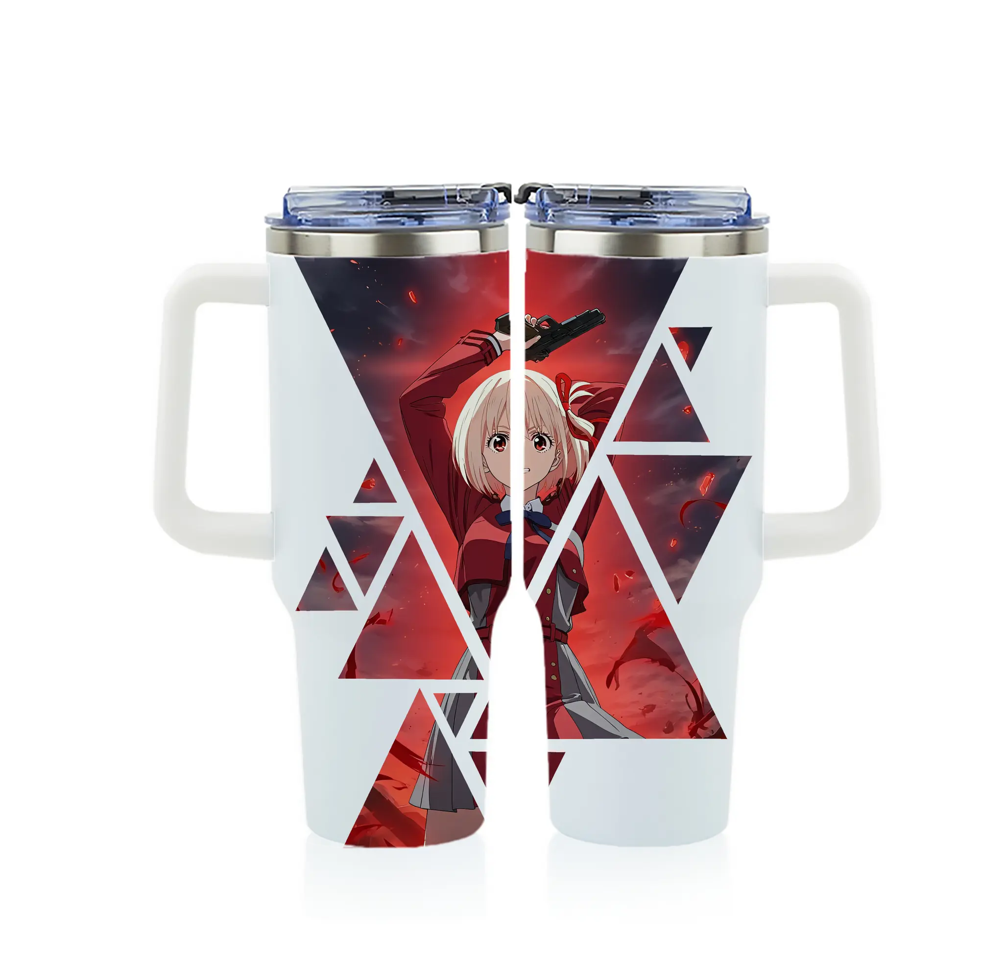 リコリス・リコイル グッズ,錦木千束 - 1200mL フルプリント車用タンブラー ・ 304ステンレス 内側 ・ 201ステンレス 外側 ・ 保温 保冷 ・ 通勤 ドライブ アウトドア用