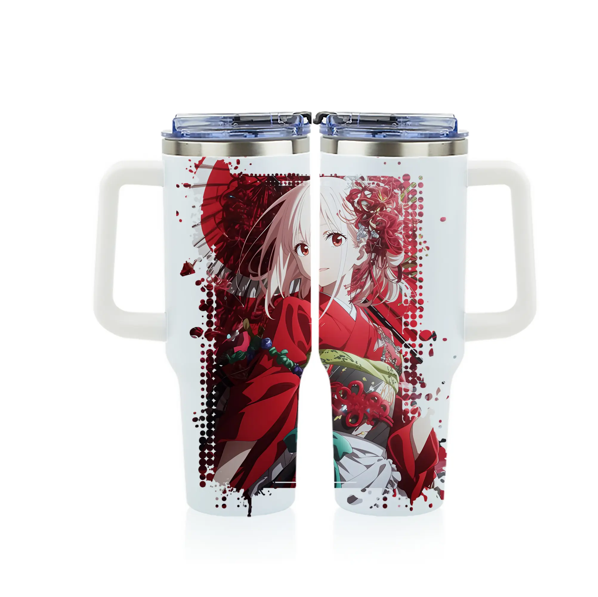 リコリス・リコイル グッズ,錦木千束 - 1200mL フルプリント車用タンブラー ・ 304ステンレス 内側 ・ 201ステンレス 外側 ・ 保温 保冷 ・ 通勤 ドライブ アウトドア用