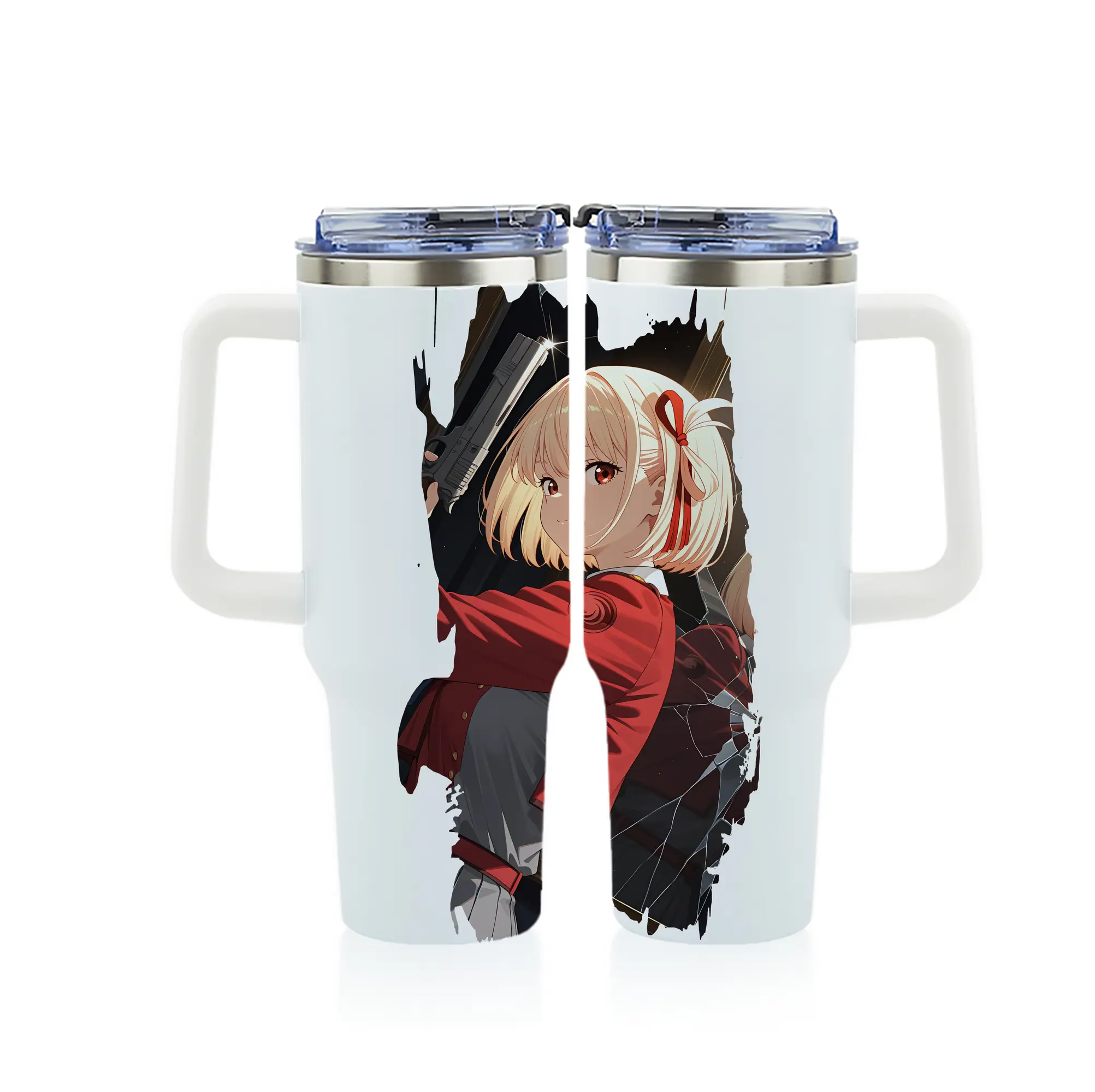 リコリス・リコイル グッズ,錦木千束 - 1200mL フルプリント車用タンブラー ・ 304ステンレス 内側 ・ 201ステンレス 外側 ・ 保温 保冷 ・ 通勤 ドライブ アウトドア用