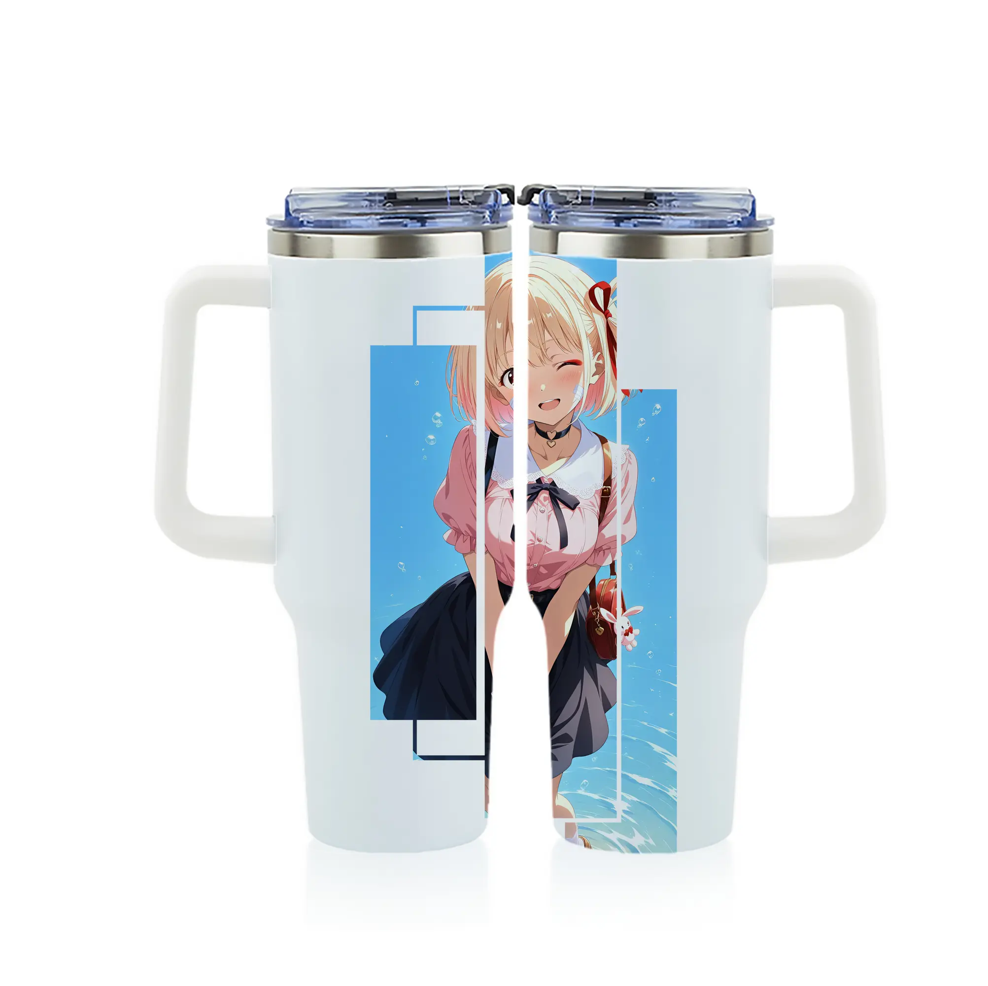 リコリス・リコイル グッズ,錦木千束 - 1200mL フルプリント車用タンブラー ・ 304ステンレス 内側 ・ 201ステンレス 外側 ・ 保温 保冷 ・ 通勤 ドライブ アウトドア用