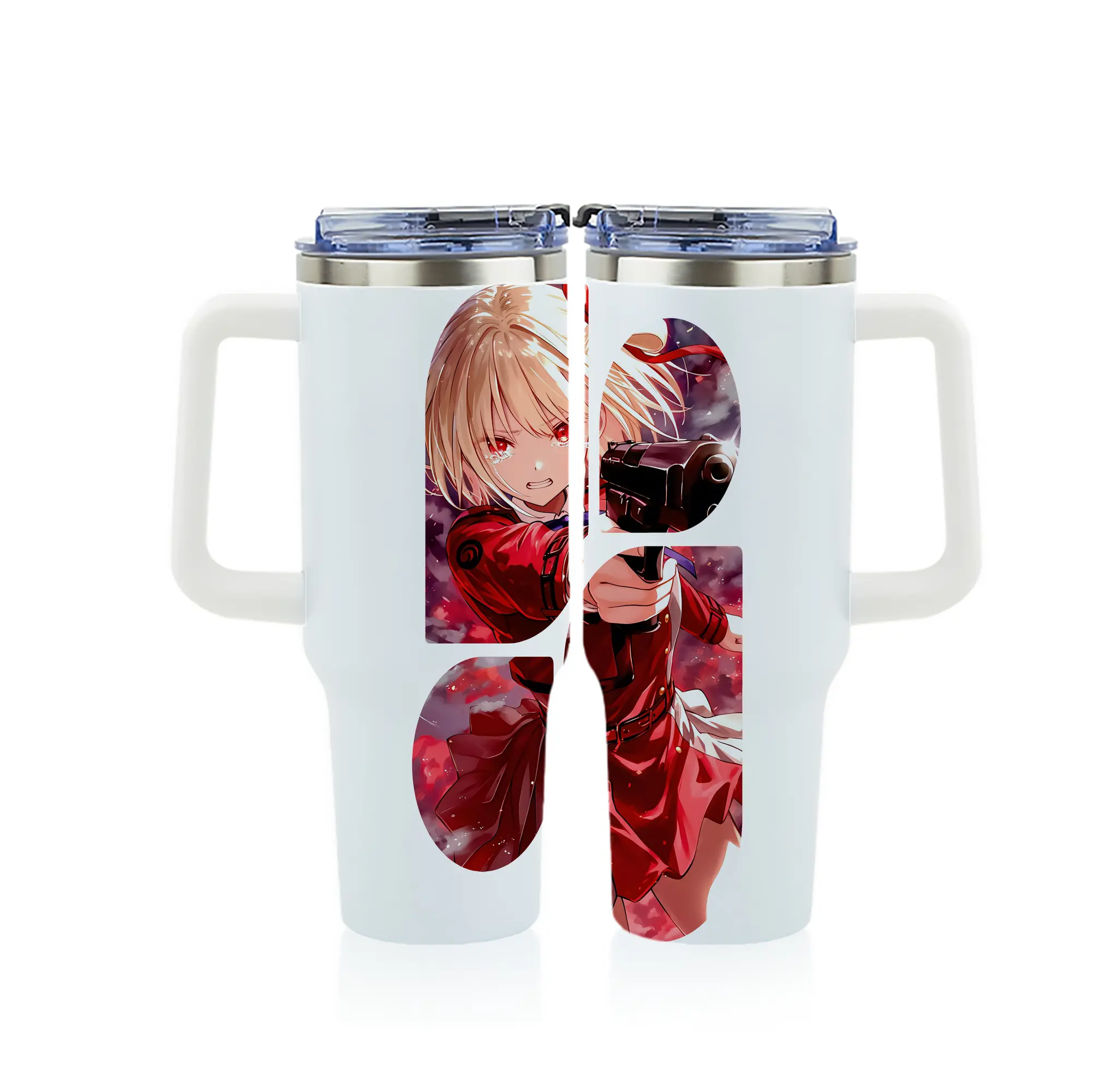 リコリス・リコイル グッズ,錦木千束 - 1200mL フルプリント車用タンブラー ・ 304ステンレス 内側 ・ 201ステンレス 外側 ・ 保温 保冷 ・ 通勤 ドライブ アウトドア用