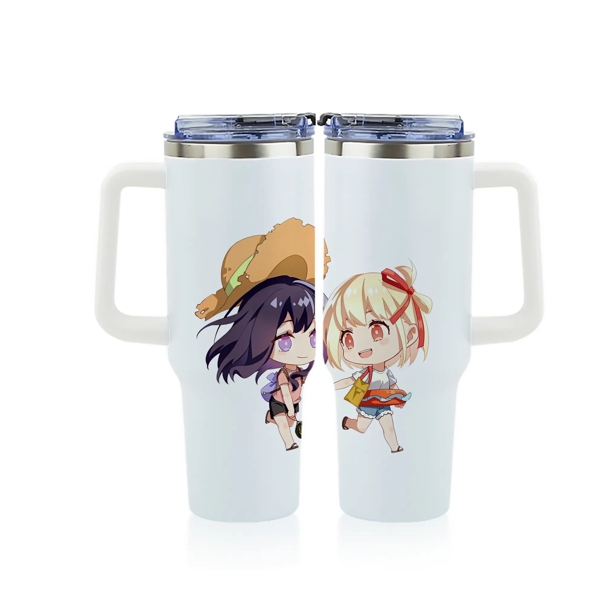 リコリス・リコイル グッズ,錦木千束 - 1200mL フルプリント車用タンブラー ・ 304ステンレス 内側 ・ 201ステンレス 外側 ・ 保温 保冷 ・ 通勤 ドライブ アウトドア用